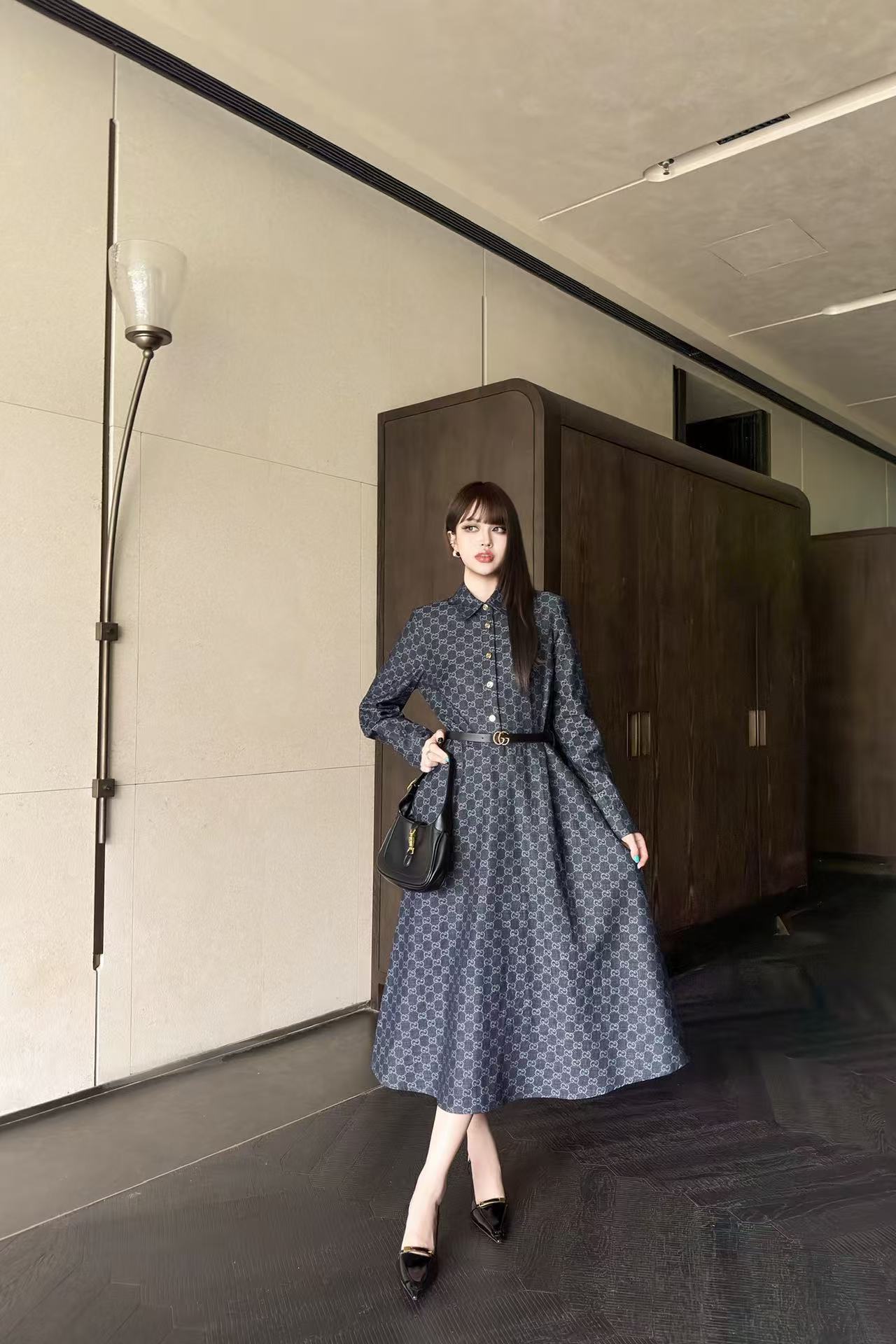 GUCCI ジャカード長袖ワンピース【50％割引+送料無料】