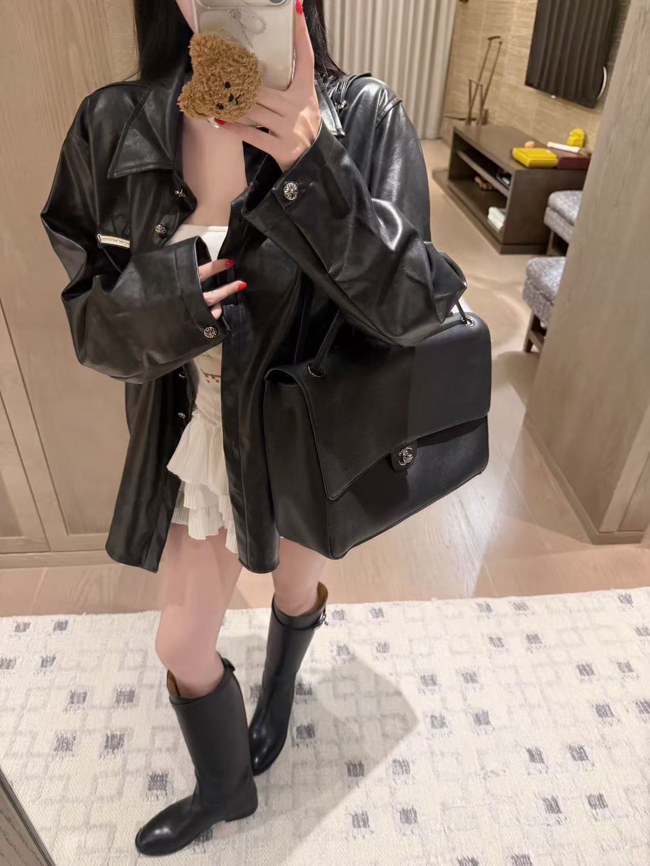 Chrome Hearts ボタン付きレザージャケット【50％割引+送料無料】