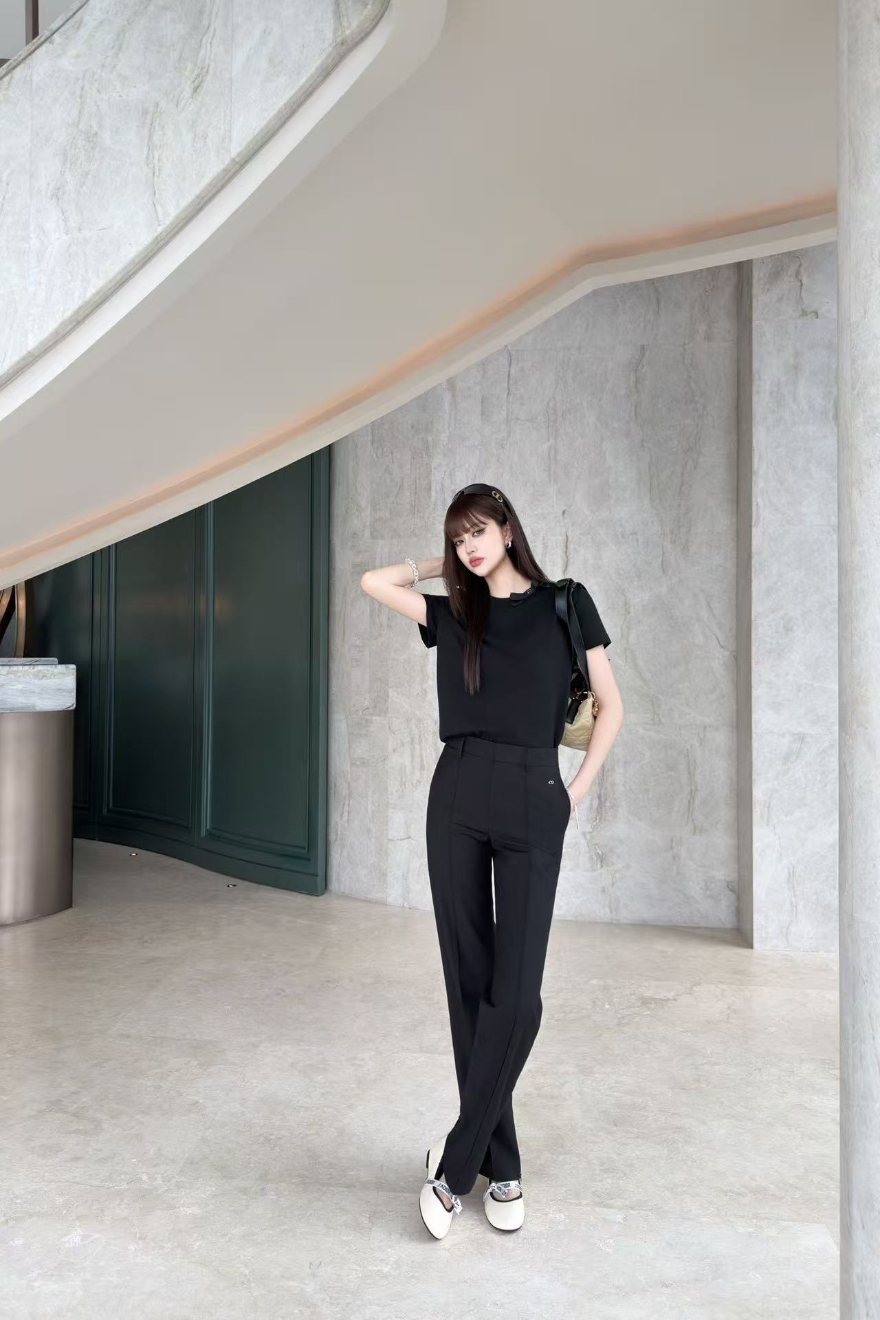 DIOR シンプルTシャツ＆ロングパンツ セットアップ【50％割引+送料無料】
