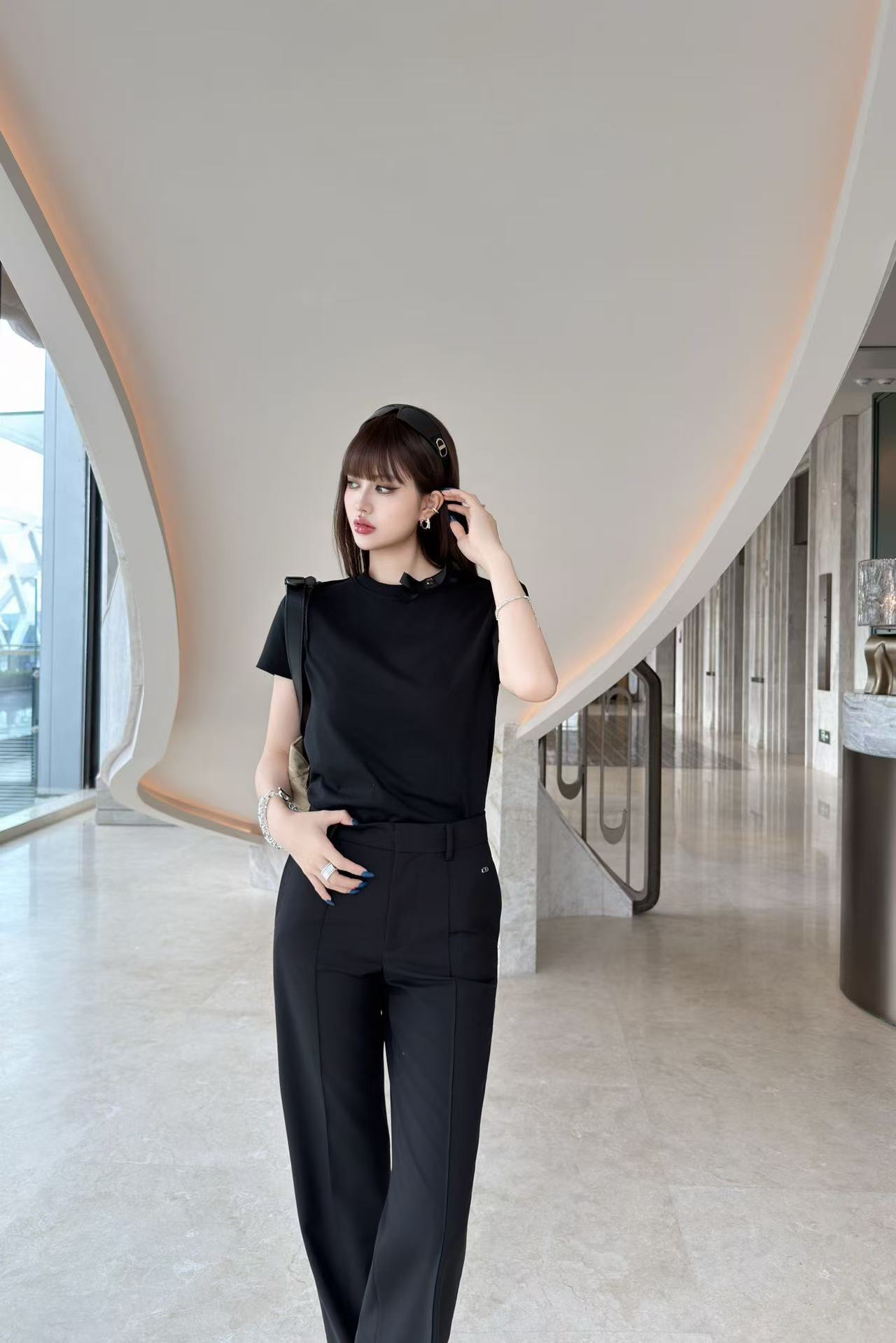 DIOR シンプルTシャツ＆ロングパンツ セットアップ【50％割引+送料無料】