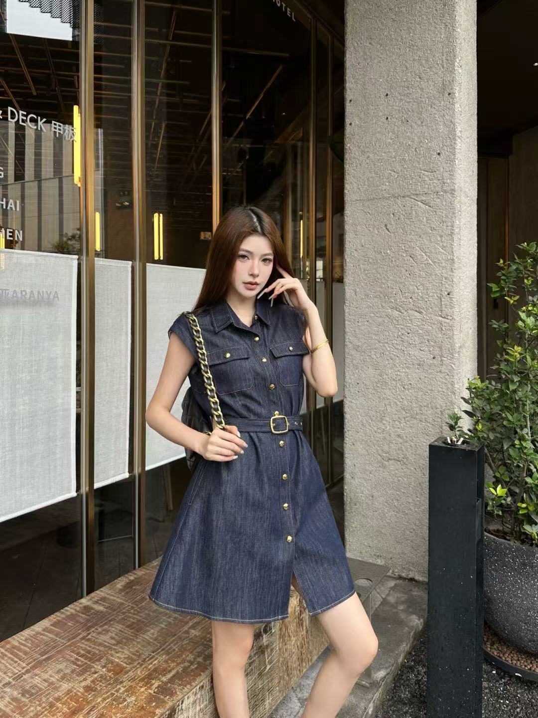 CELINE メタルボタン デニムワンピース【50％割引+送料無料】