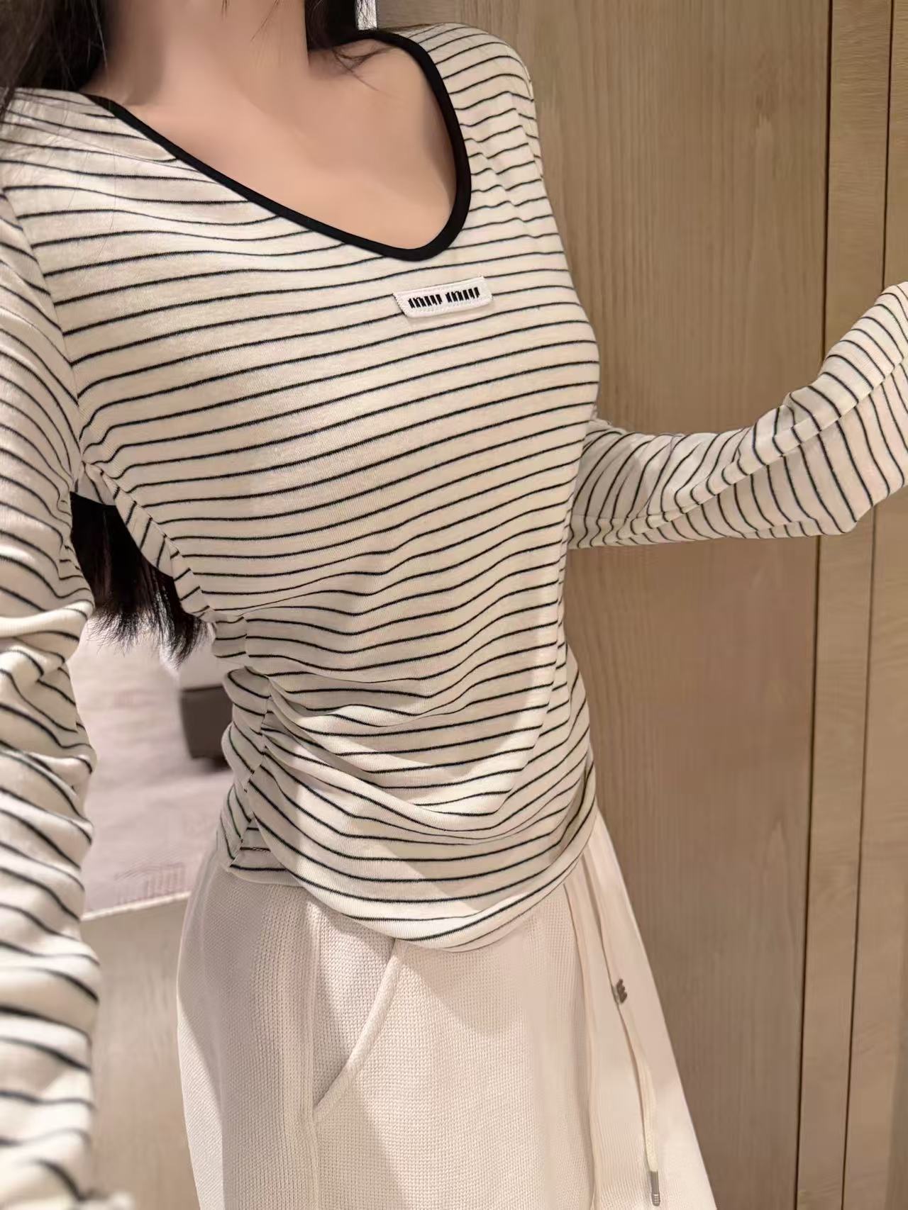 M1UM1U ボーダーTシャツ＆ロングパンツ 2点セット【50％割引+送料無料】