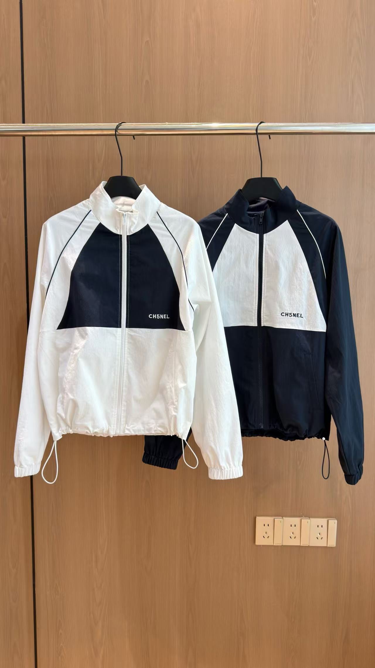 CHANE1 カラーブロックジャケット＋パンツ ツーピースセット【50％割引+送料無料】