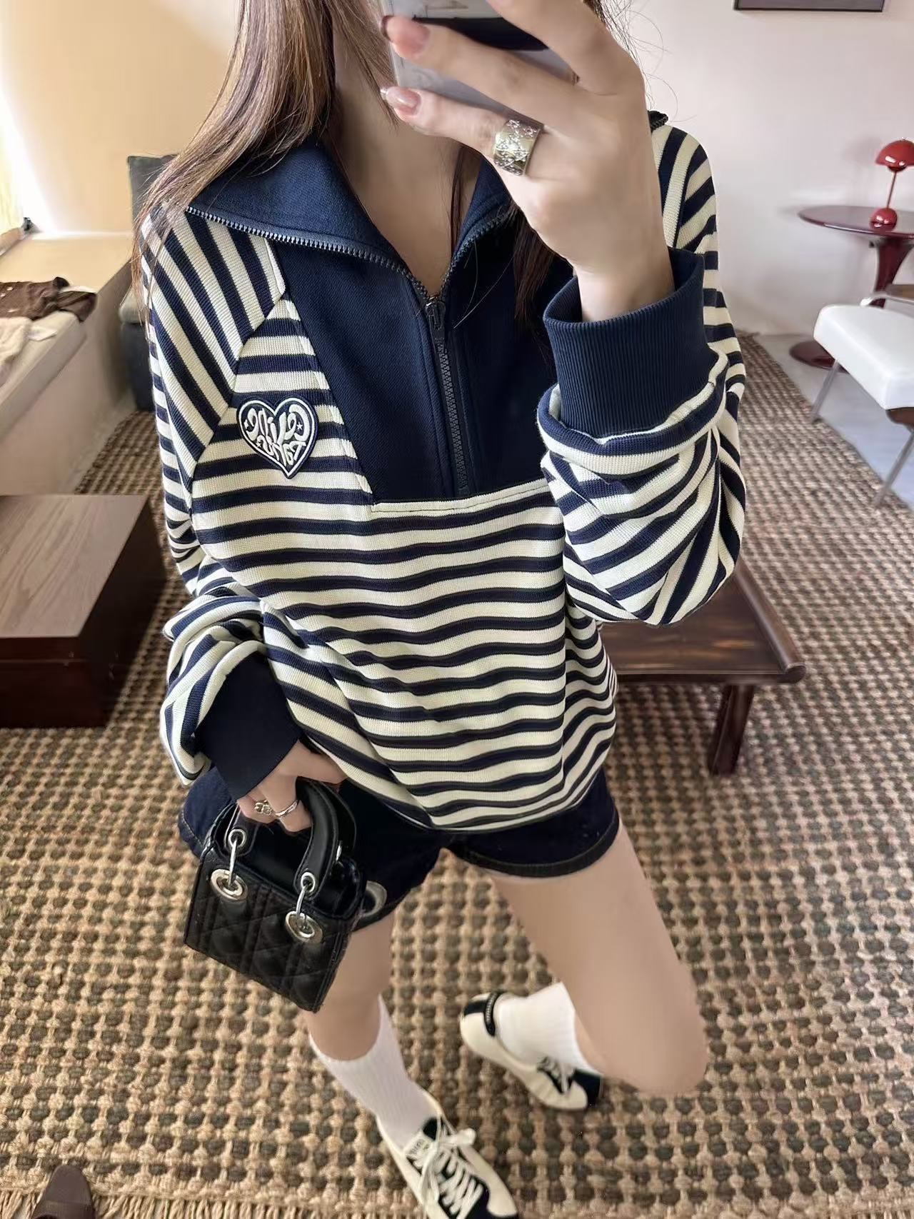 CELINE ストライプ柄襟付きトップス【50％割引+送料無料】