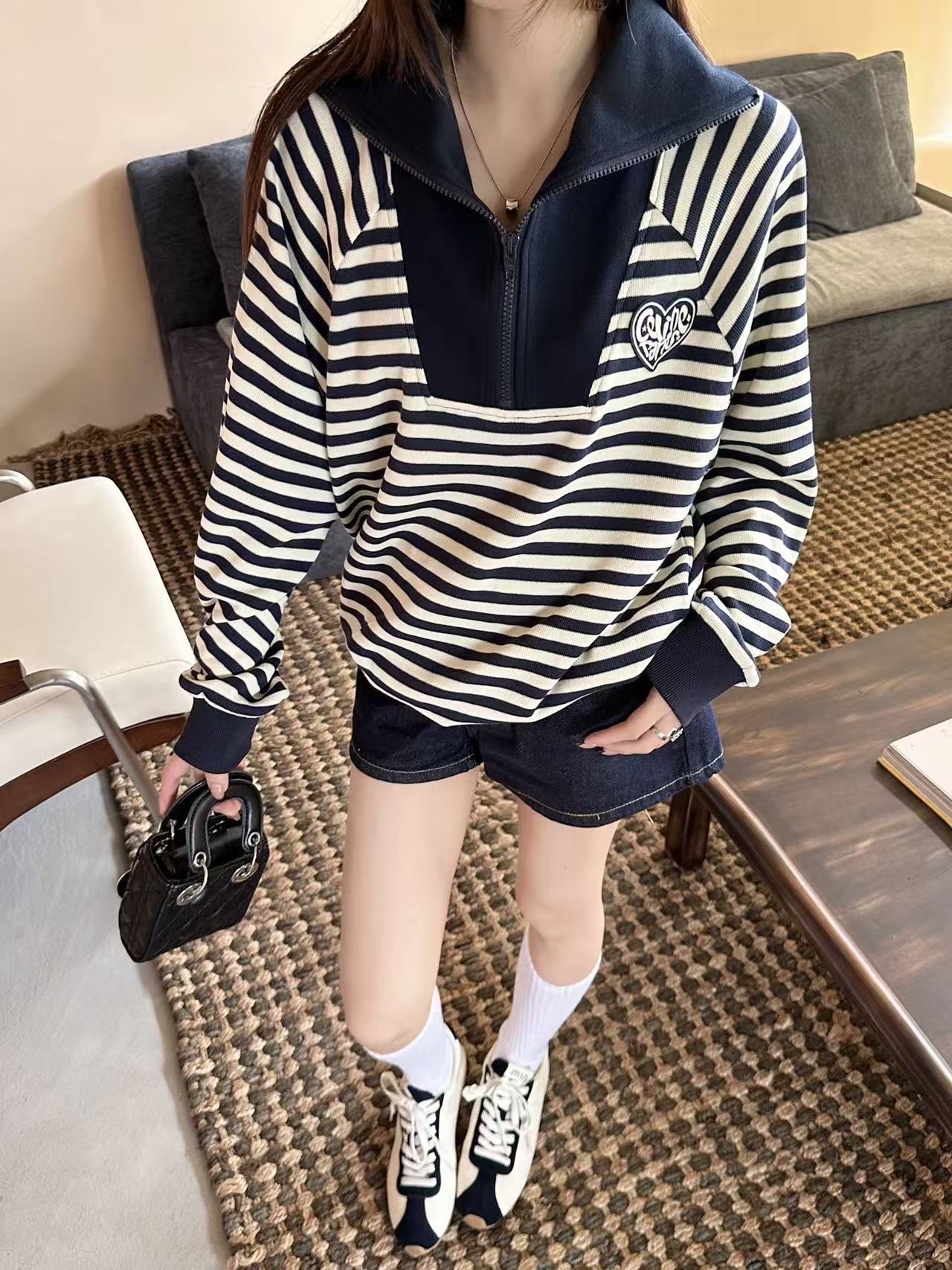 CELINE ストライプ柄襟付きトップス【50％割引+送料無料】