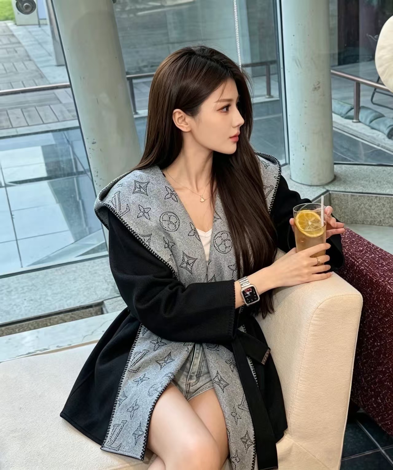 LV レースアップ カシミヤコート【50％割引+送料無料】