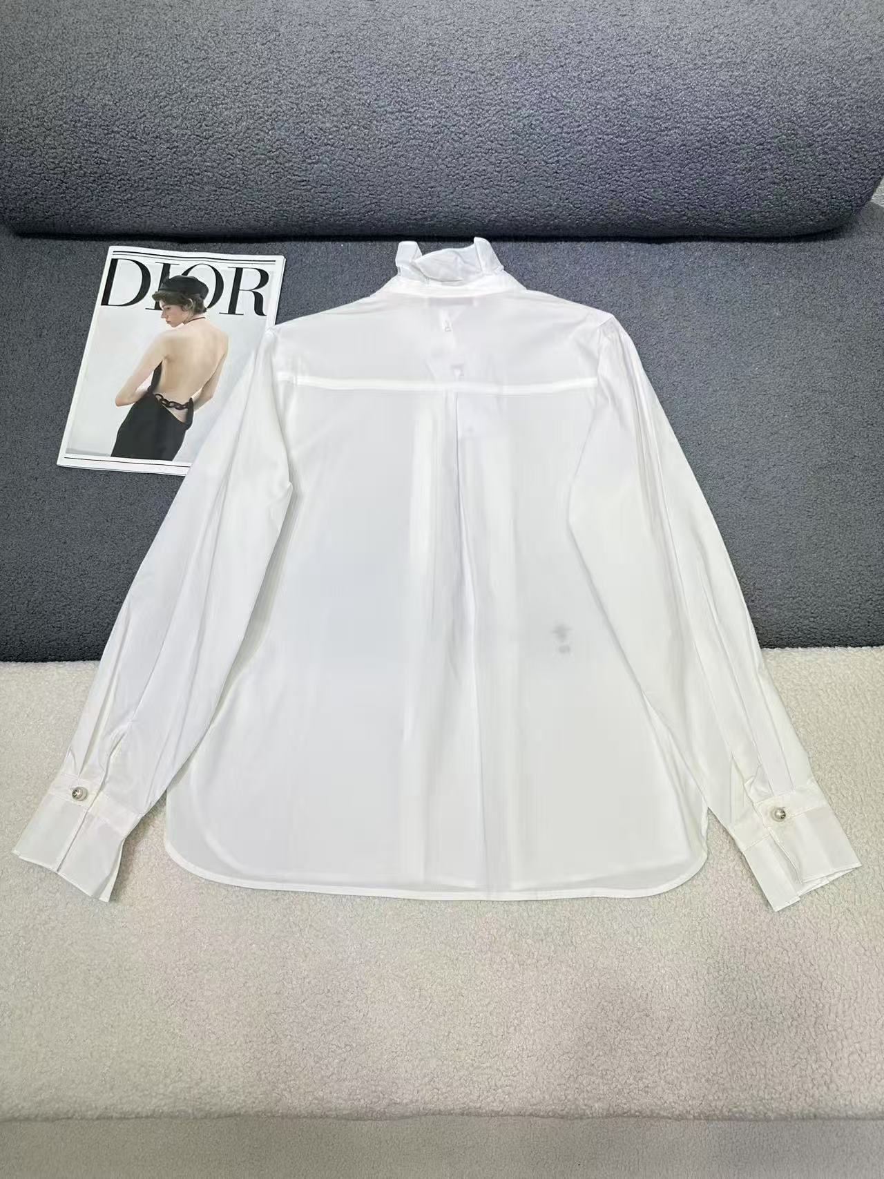 DIOR ハイクオリティ ラッフル＆パール ブラウス【50％割引+送料無料】