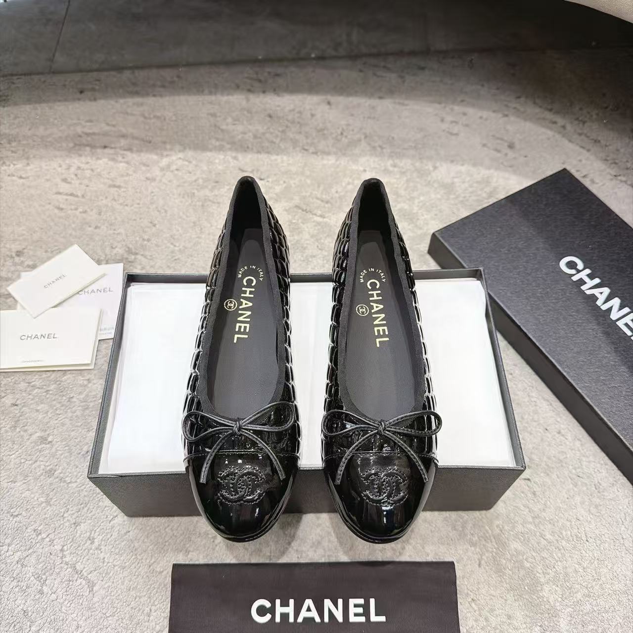 CHANE1 高品質ダブルCカラーブロックフラットシューズ【50％割引+送料無料】