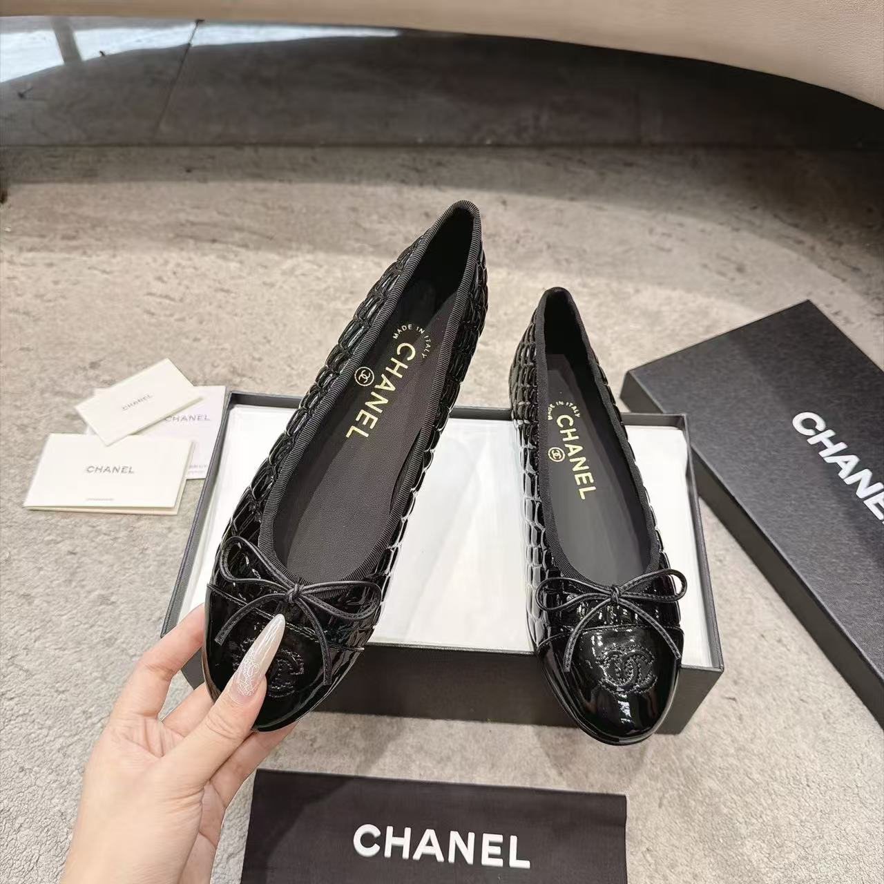 CHANE1 高品質ダブルCカラーブロックフラットシューズ【50％割引+送料無料】