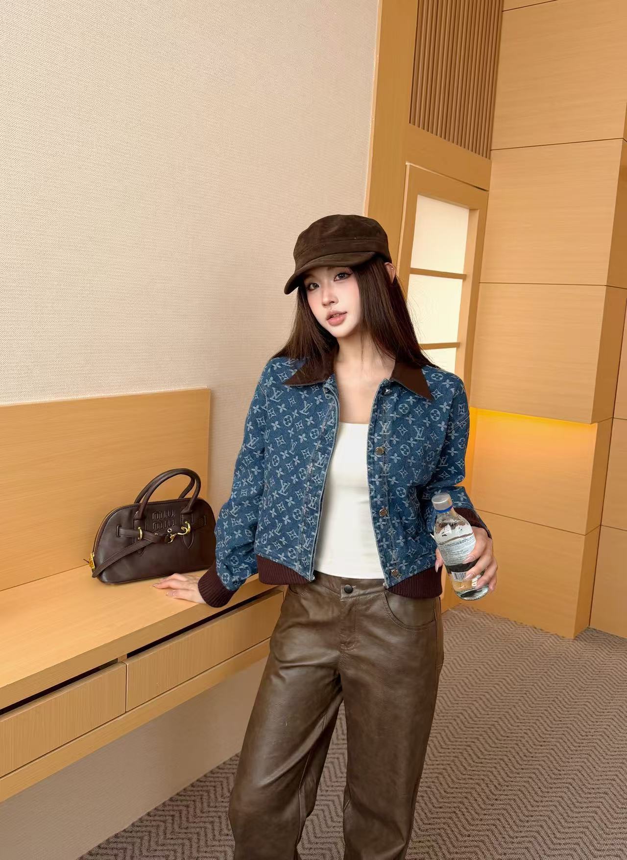 LV ハイクオリティ・プリント襟付きデニムジャケット【50％割引+送料無料】
