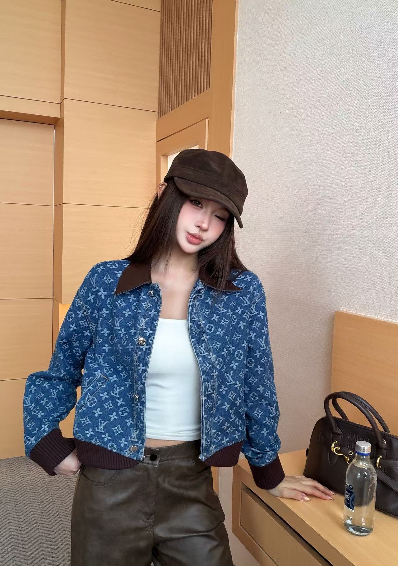 LV ハイクオリティ・プリント襟付きデニムジャケット【50％割引+送料無料】
