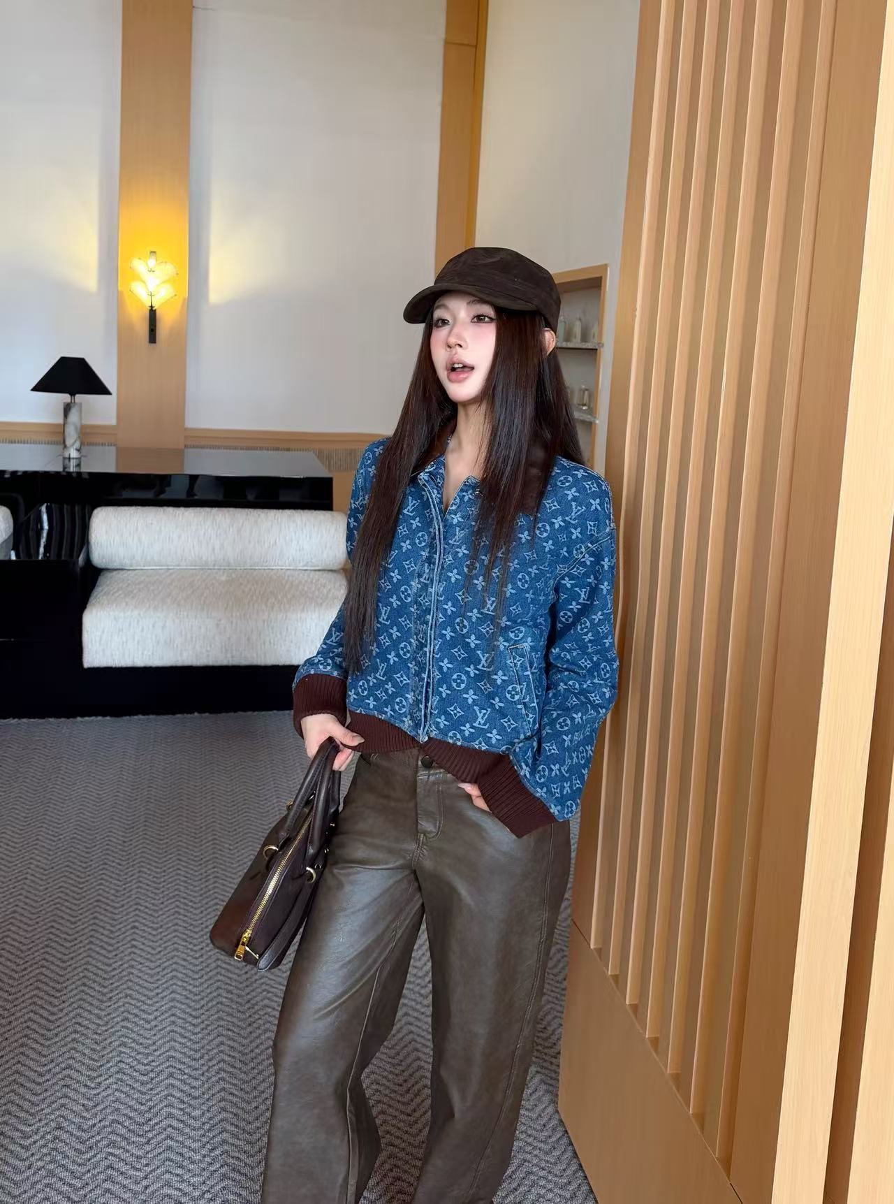 LV ハイクオリティ・プリント襟付きデニムジャケット【50％割引+送料無料】