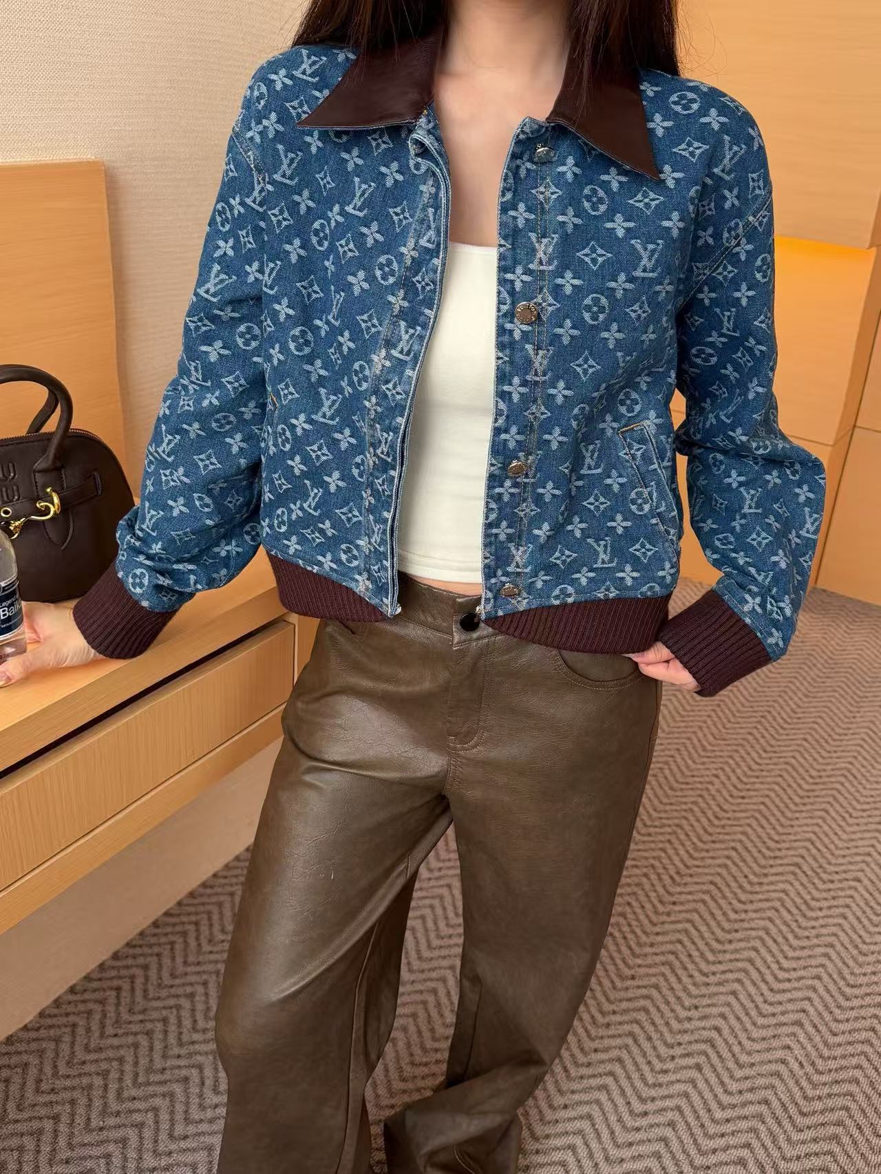LV ハイクオリティ・プリント襟付きデニムジャケット【50％割引+送料無料】
