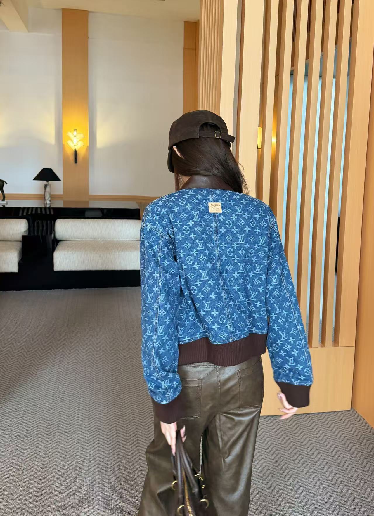 LV ハイクオリティ・プリント襟付きデニムジャケット【50％割引+送料無料】