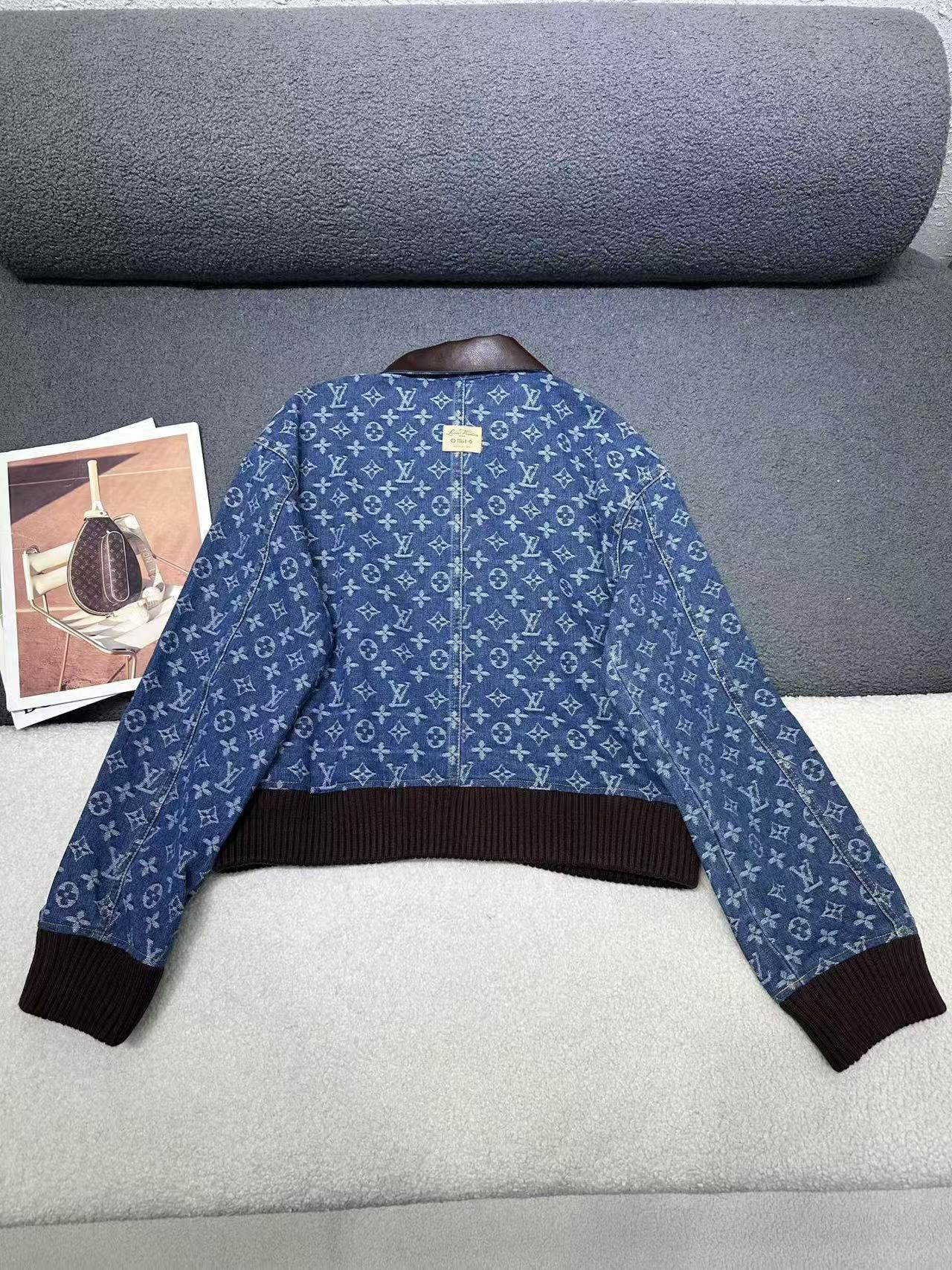 LV ハイクオリティ・プリント襟付きデニムジャケット【50％割引+送料無料】