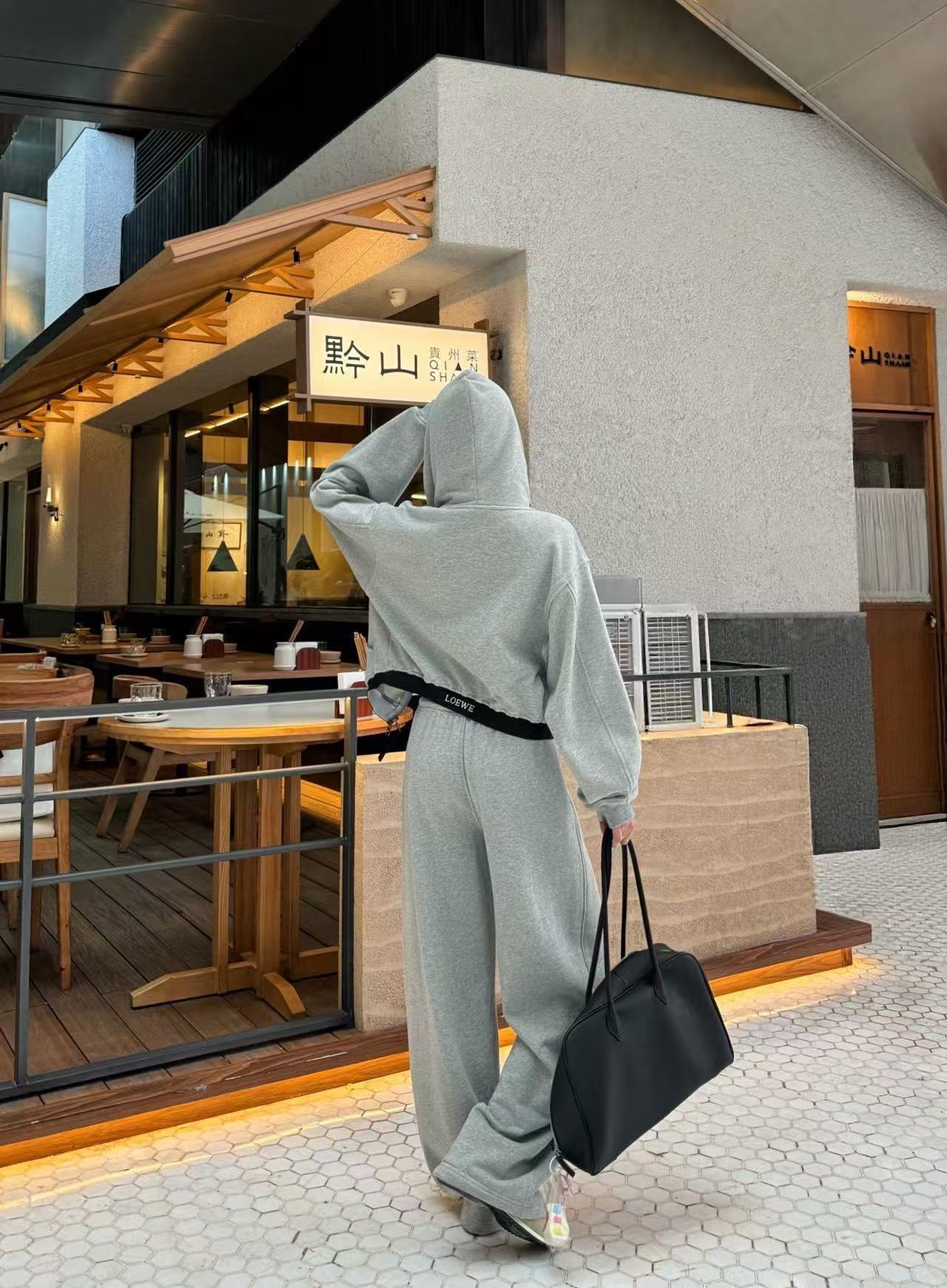 L0WEW フード付きジップアップジャケット＋パンツ ツーピースセット【50％割引+送料無料】