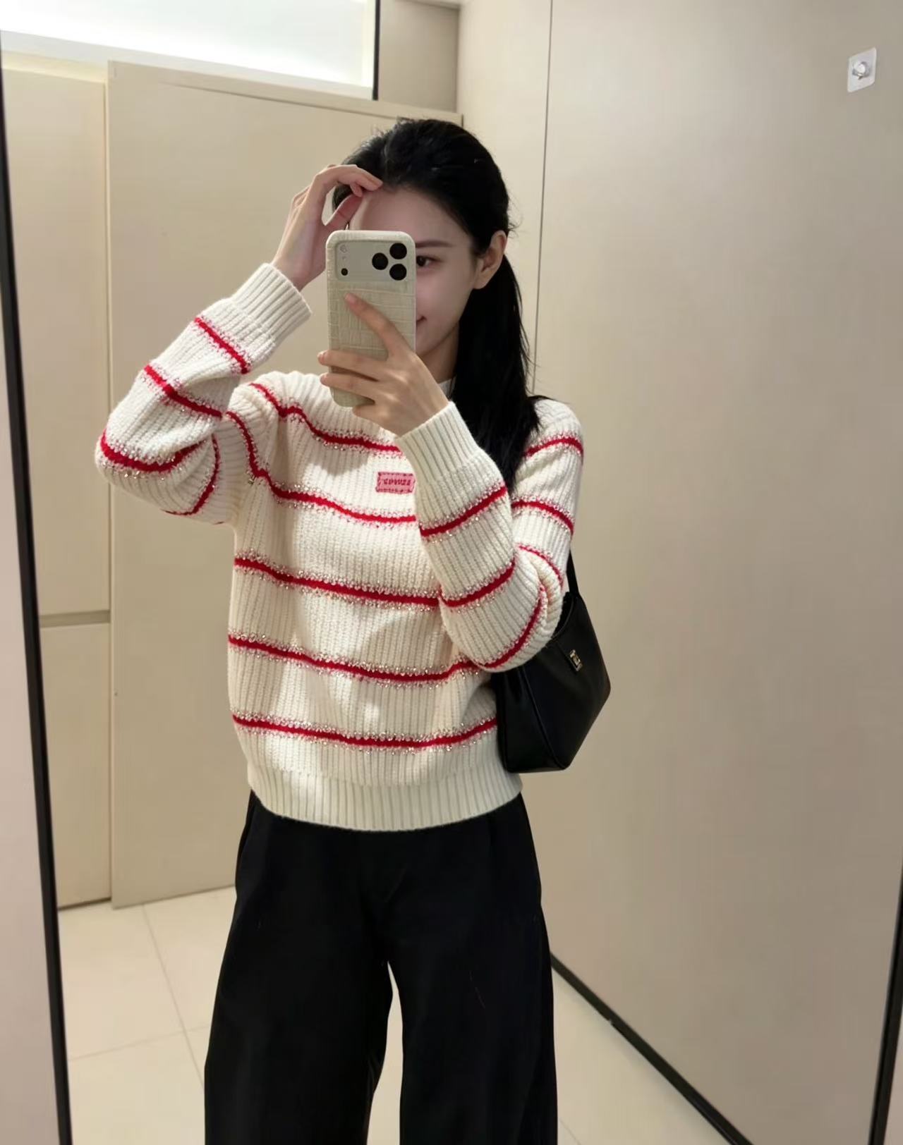 CHANE1 レターカラーブロックセーター【50％割引+送料無料】