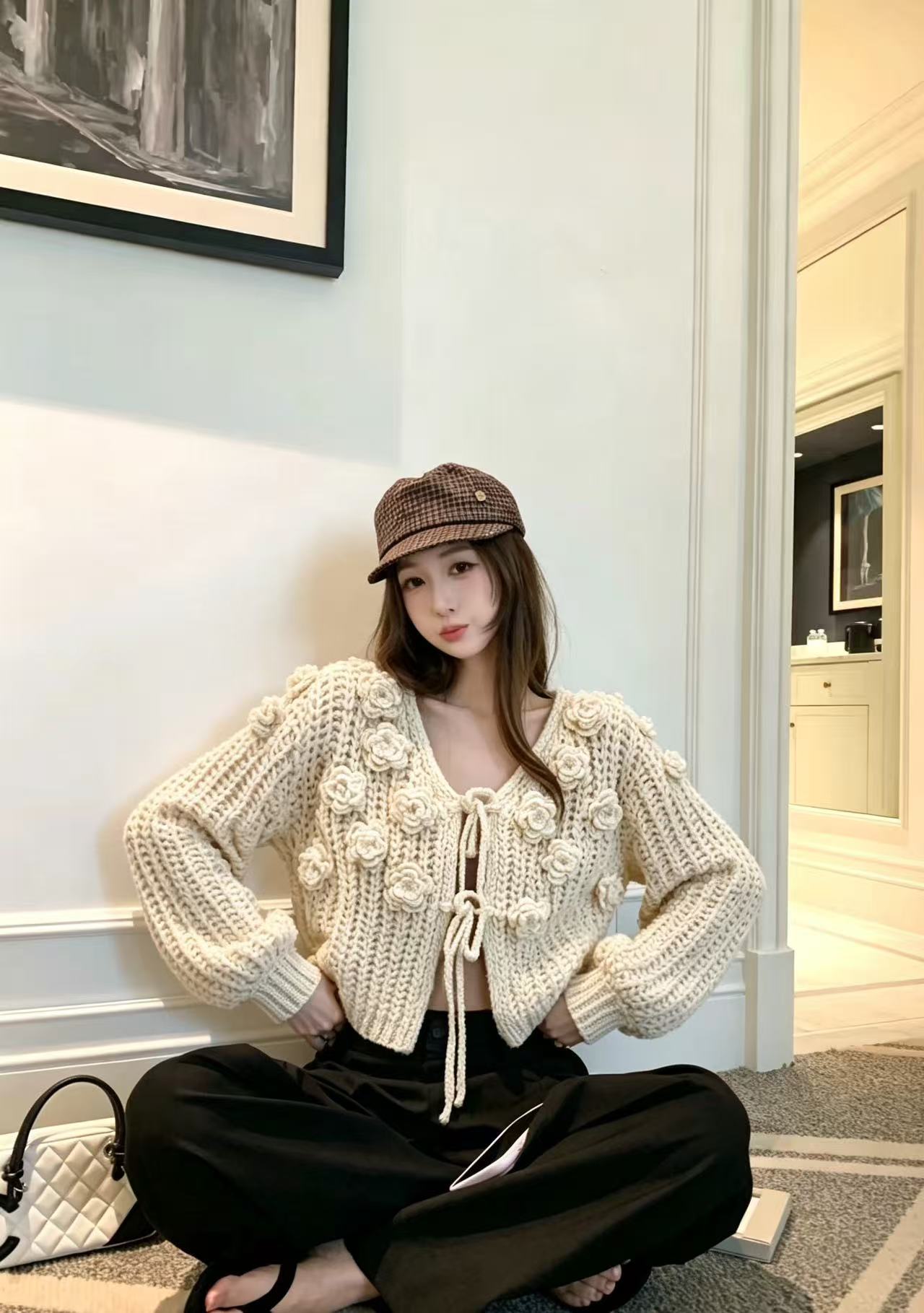 CHANEL フラワーニットカーディガン【50％割引+送料無料】