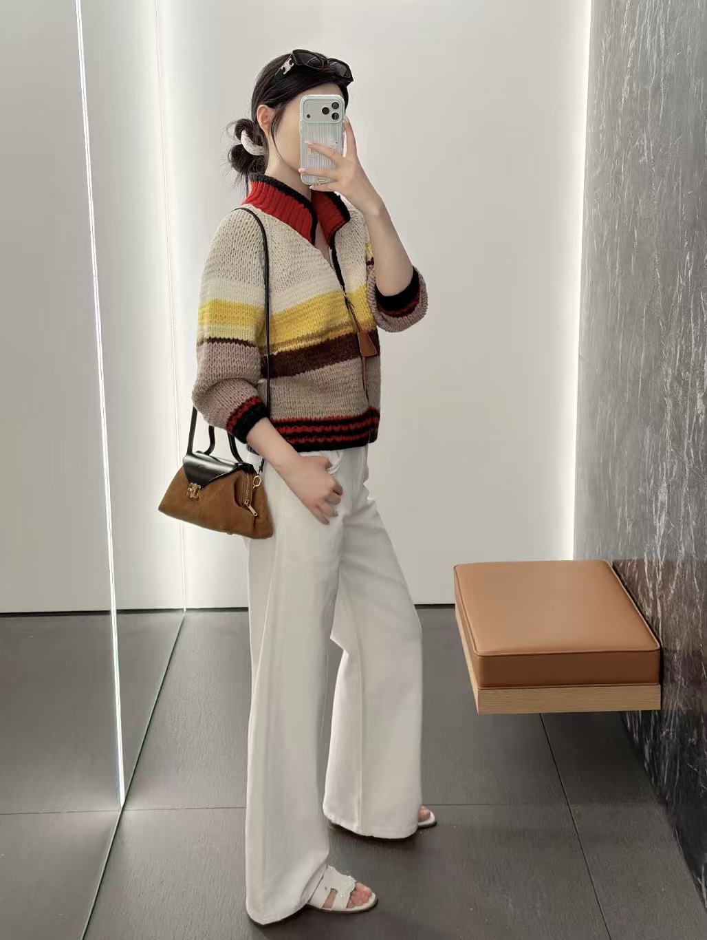 CEL1NE ウールカラーブロックカーディガン【50％割引+送料無料】
