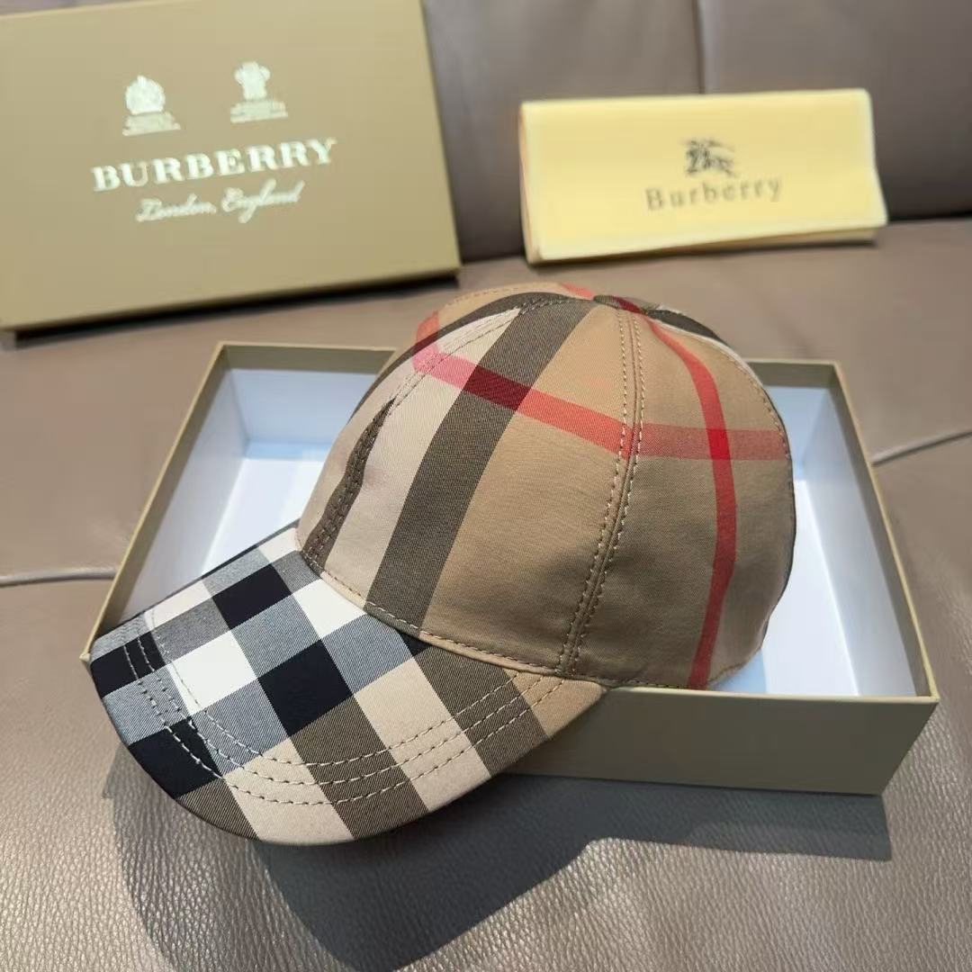 BURBERRY チェック柄ベースボールキャップ【50％割引+送料無料】