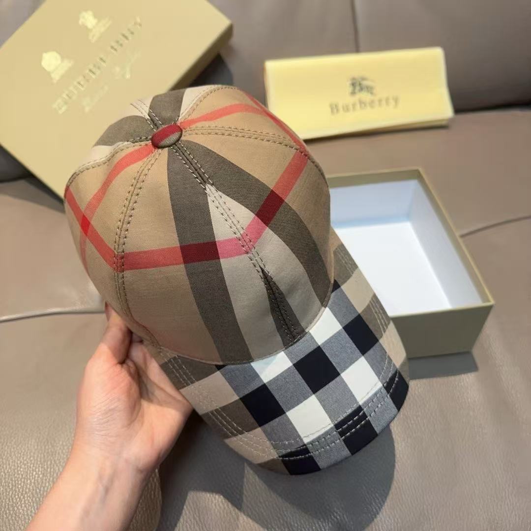 BURBERRY チェック柄ベースボールキャップ【50％割引+送料無料】