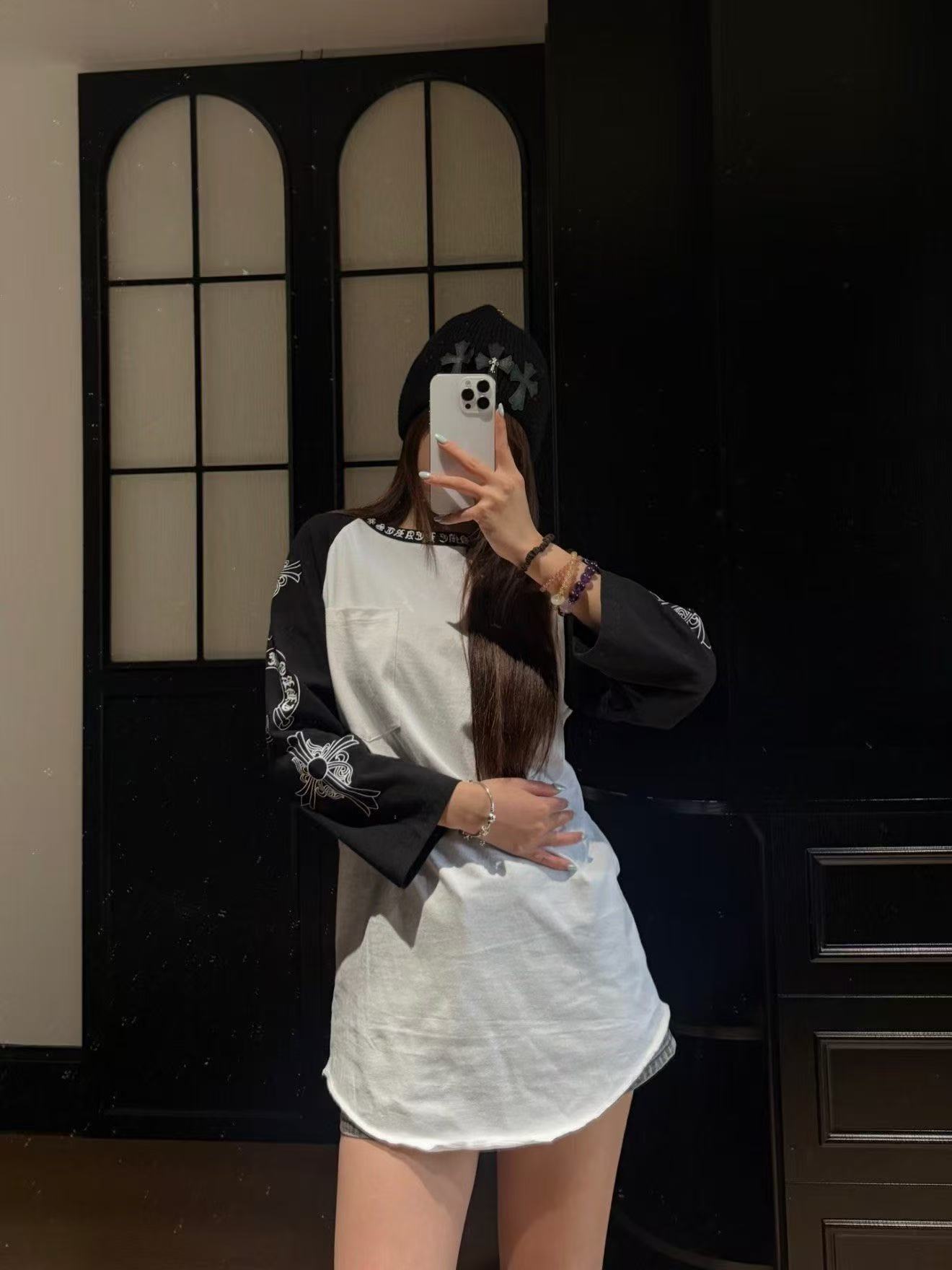 Chr0me Hearts サンスクリット語 3/4スリーブ Tシャツ【50％割引+送料無料】