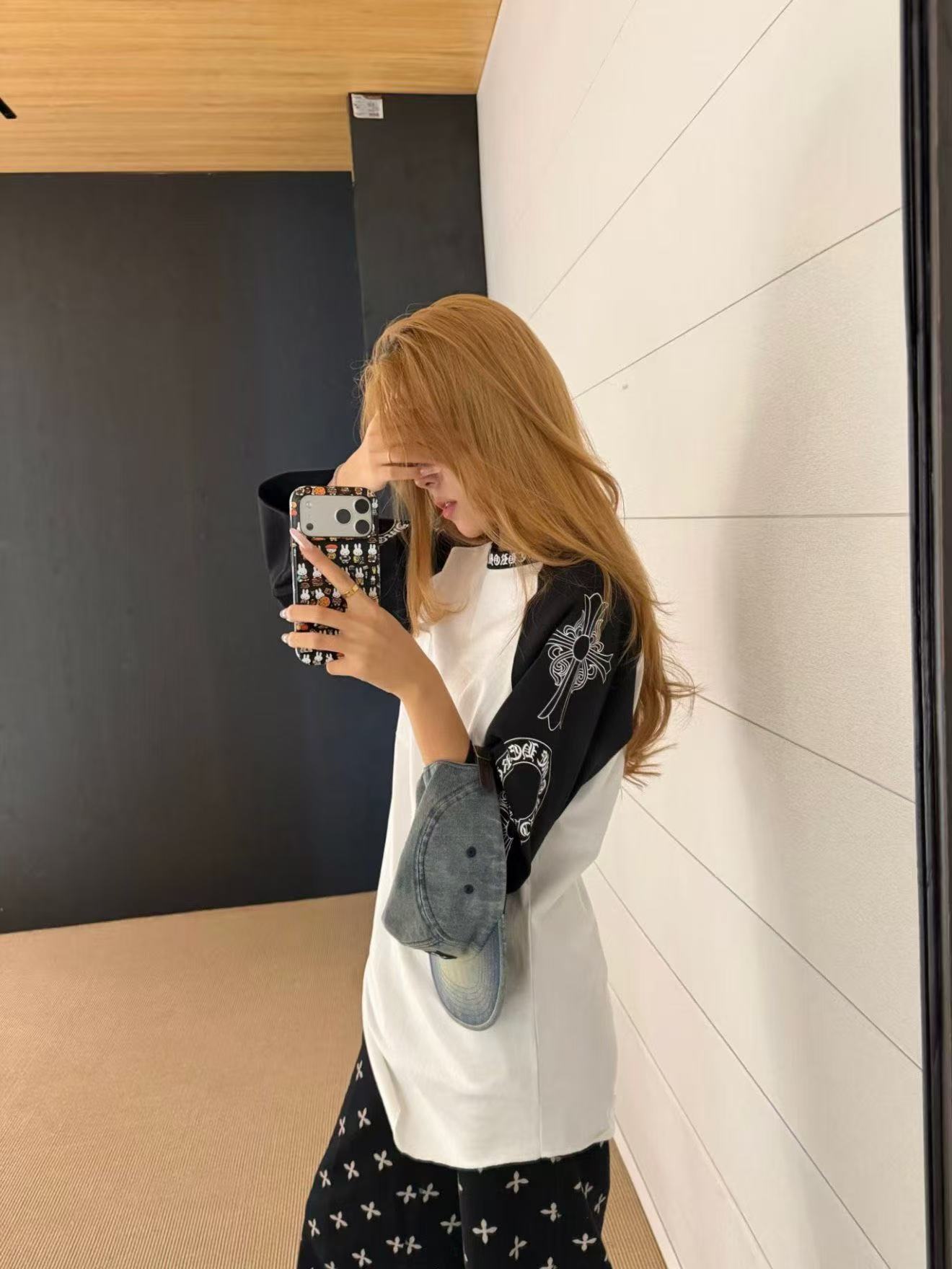 Chr0me Hearts サンスクリット語 3/4スリーブ Tシャツ【50％割引+送料無料】