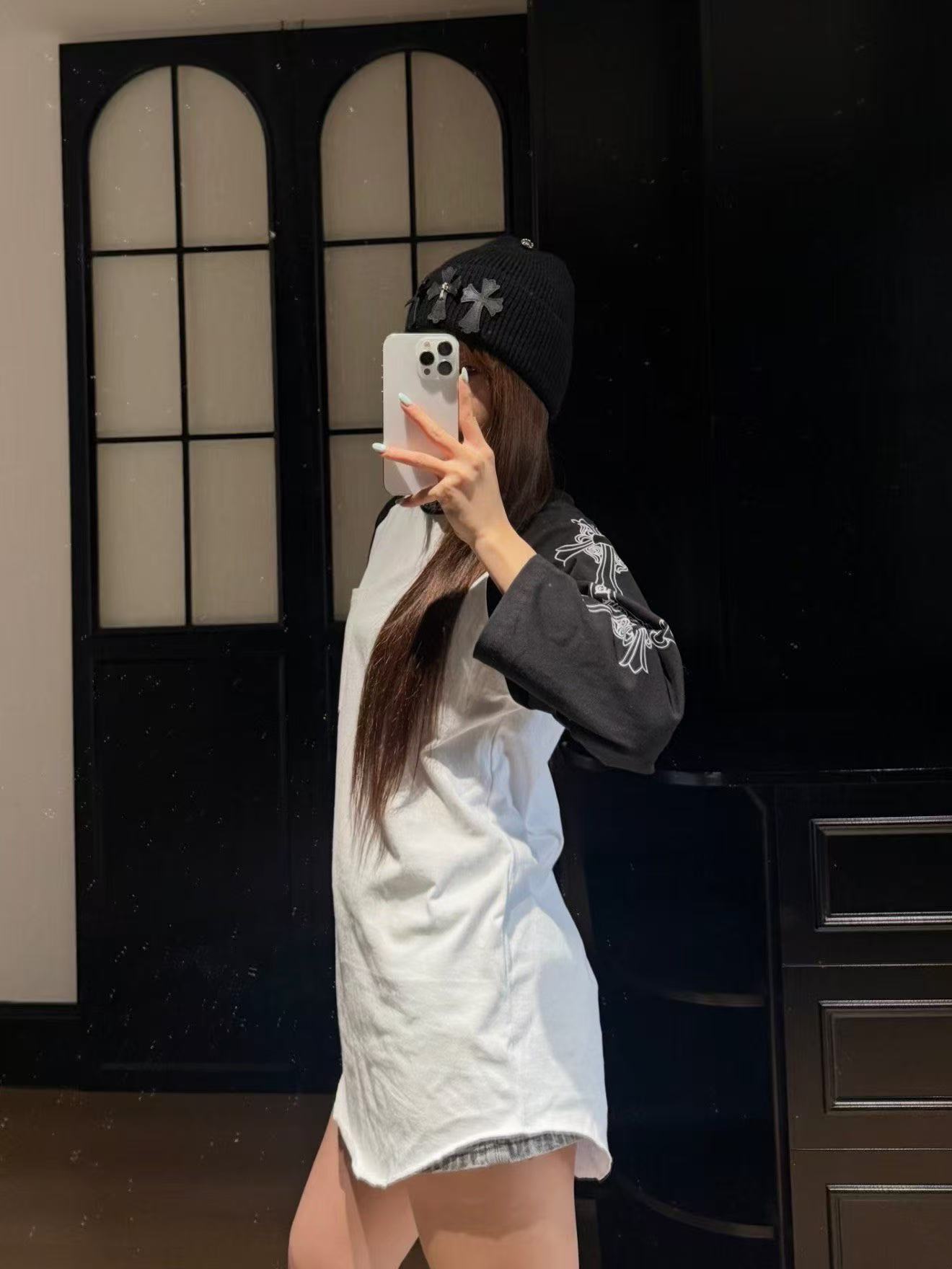 Chr0me Hearts サンスクリット語 3/4スリーブ Tシャツ【50％割引+送料無料】