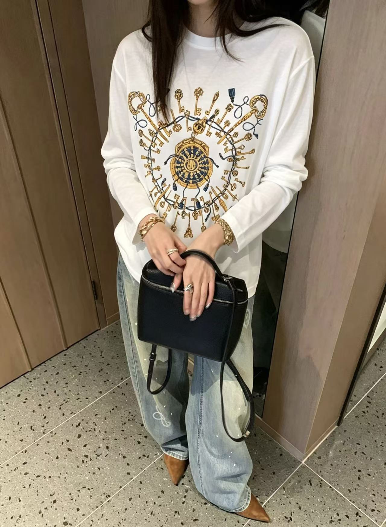 HERME5 プリント長袖Tシャツ【50％割引+送料無料】