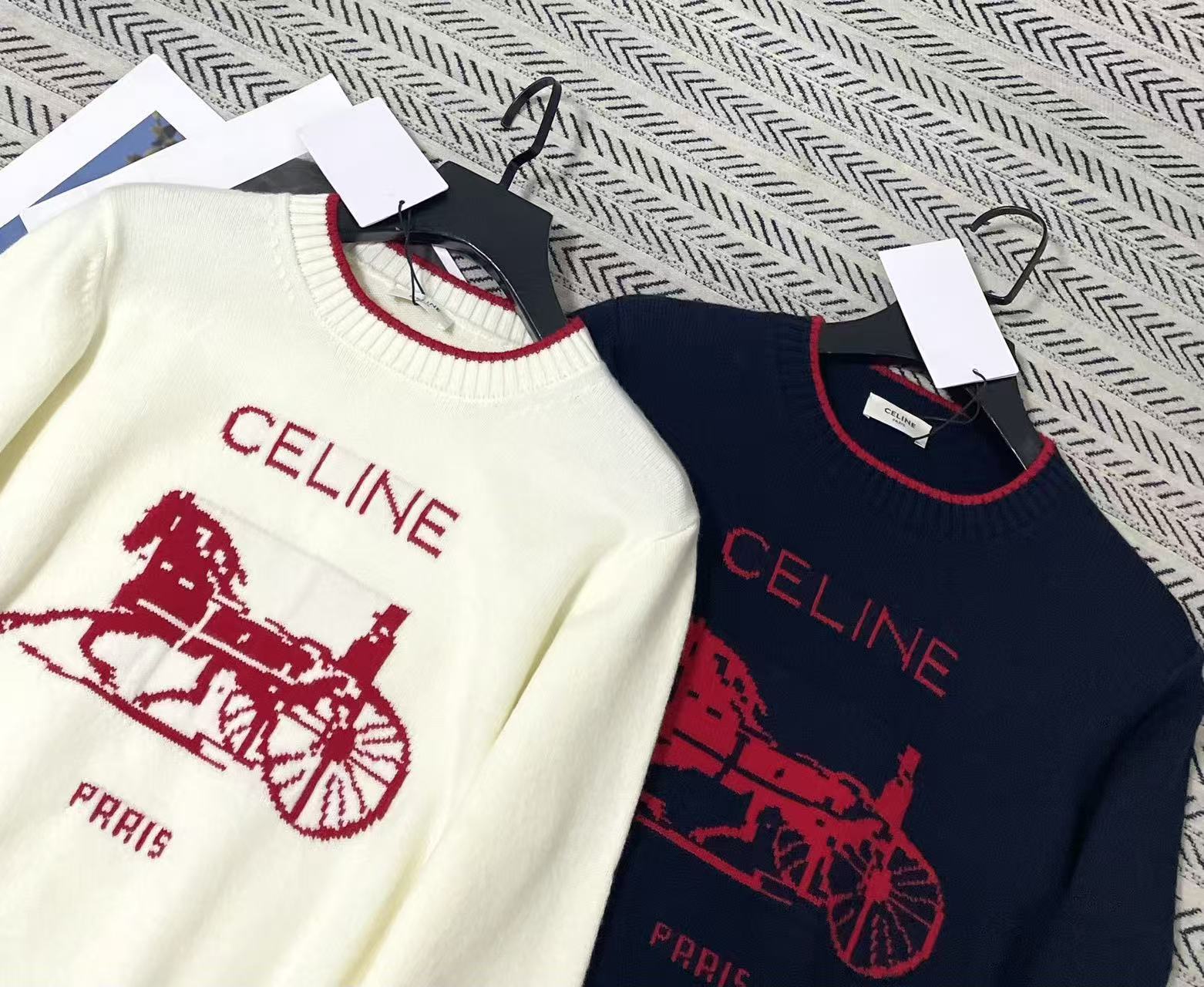 CEL1NE キャリッジレター ウールセーター【50％割引+送料無料】