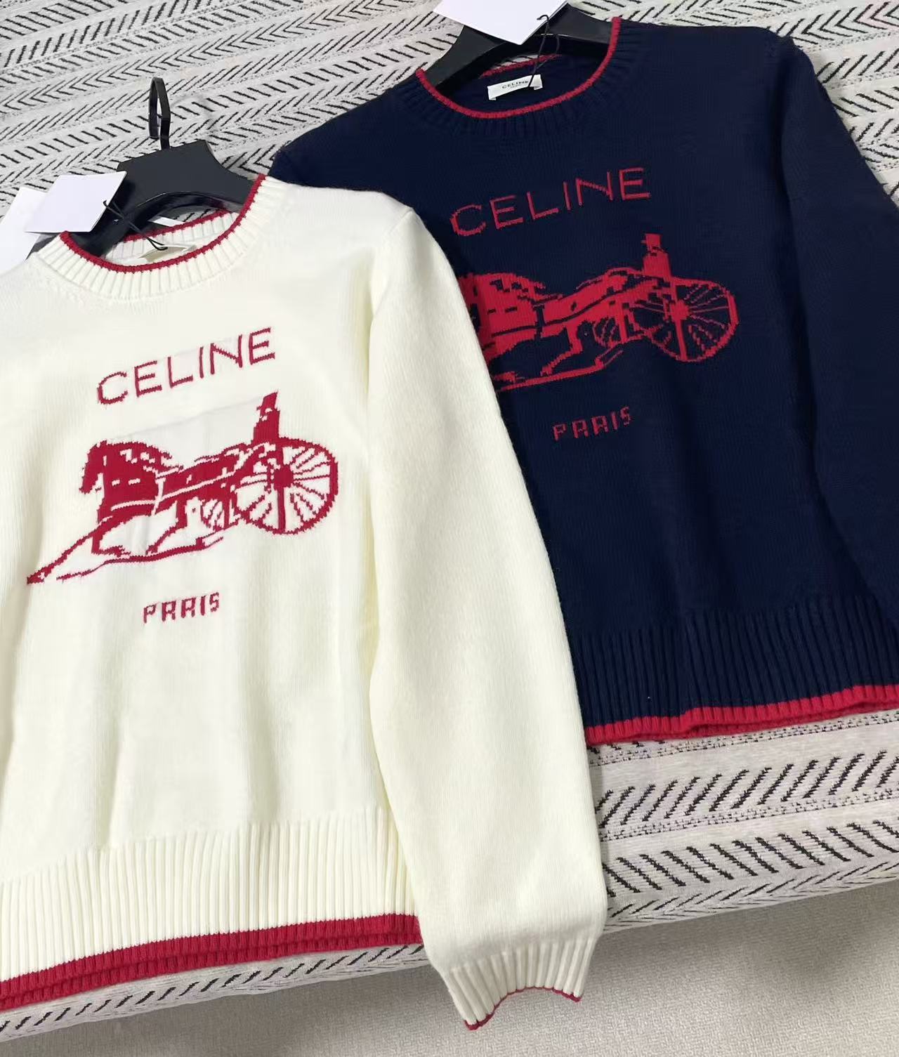 CEL1NE キャリッジレター ウールセーター【50％割引+送料無料】