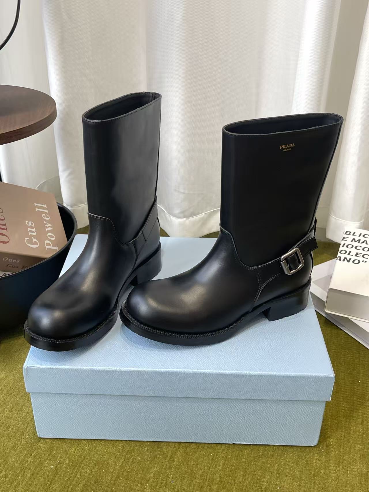 PR4DA 高品質レターレザーアンクルブーツ【50％割引+送料無料】