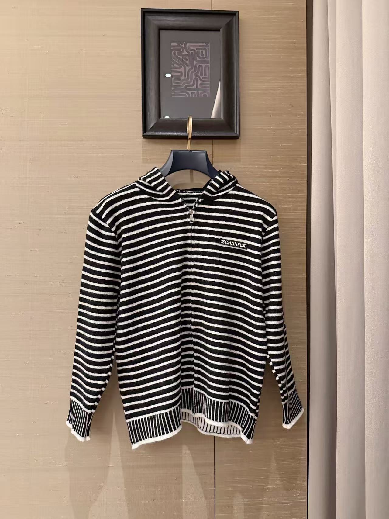 CHANE1 ダブルCストライプウールカーディガン＋パンツ ツーピースセット【50％割引+送料無料】