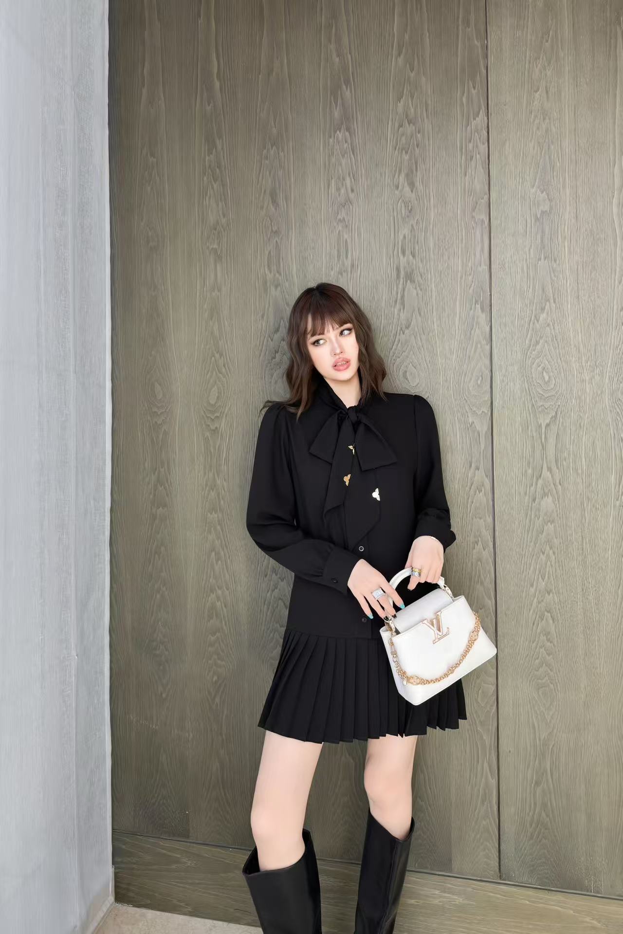 LVシンプルな長袖ワンピース【50％割引+送料無料】