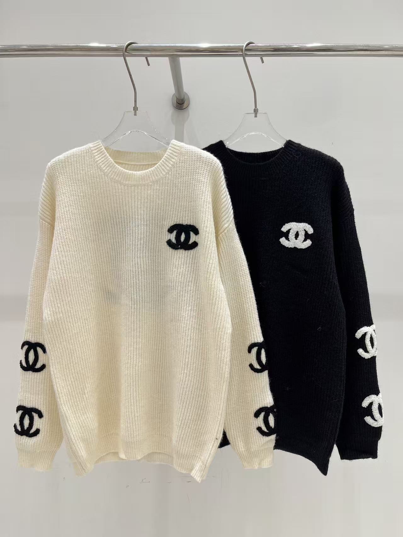 CHANEL ダブルCロゴ刺繍入りウールセーター【50％割引+送料無料】