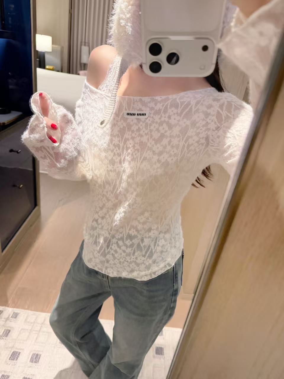 M1UM1U レースプラッシュTシャツ【50％割引+送料無料】