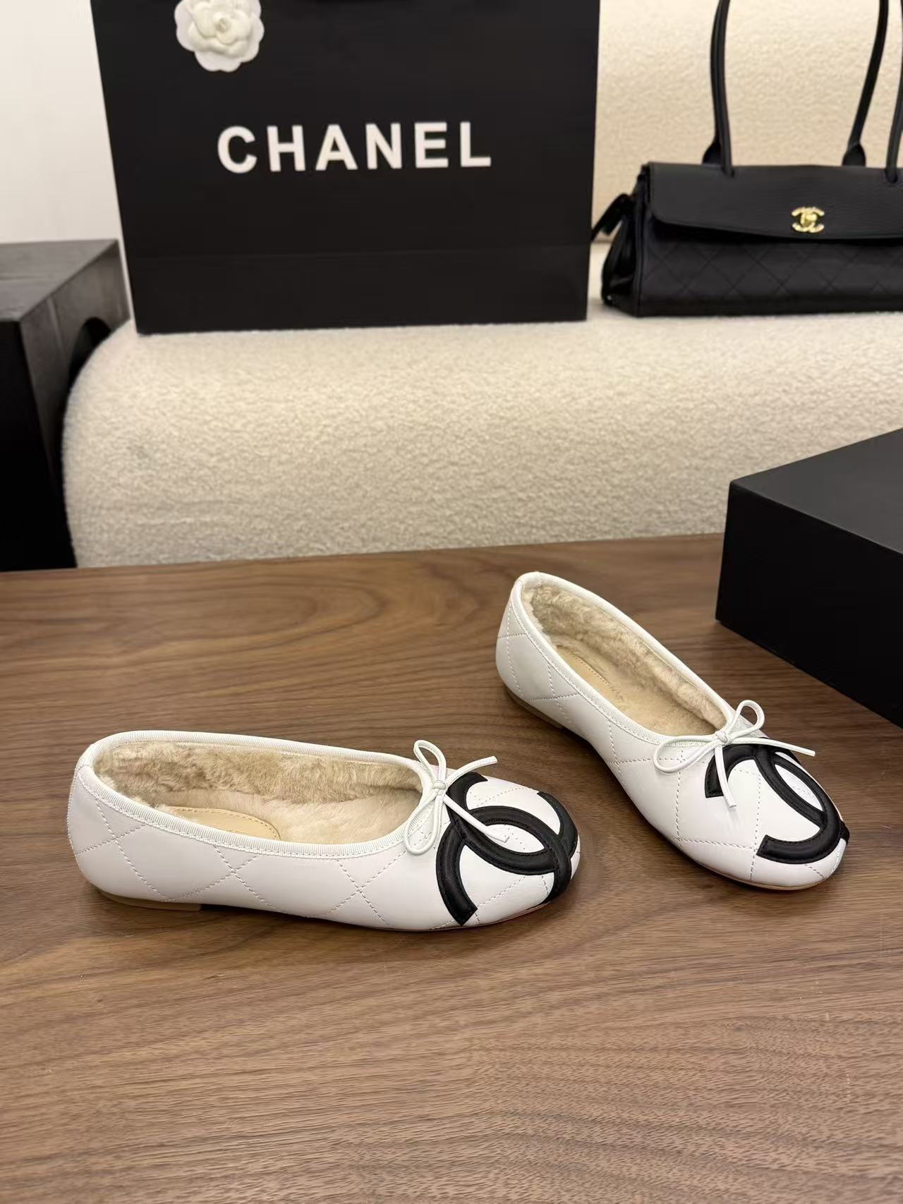 CHANE1 高品質ダブルCウールフラットシューズ【50％割引+送料無料】