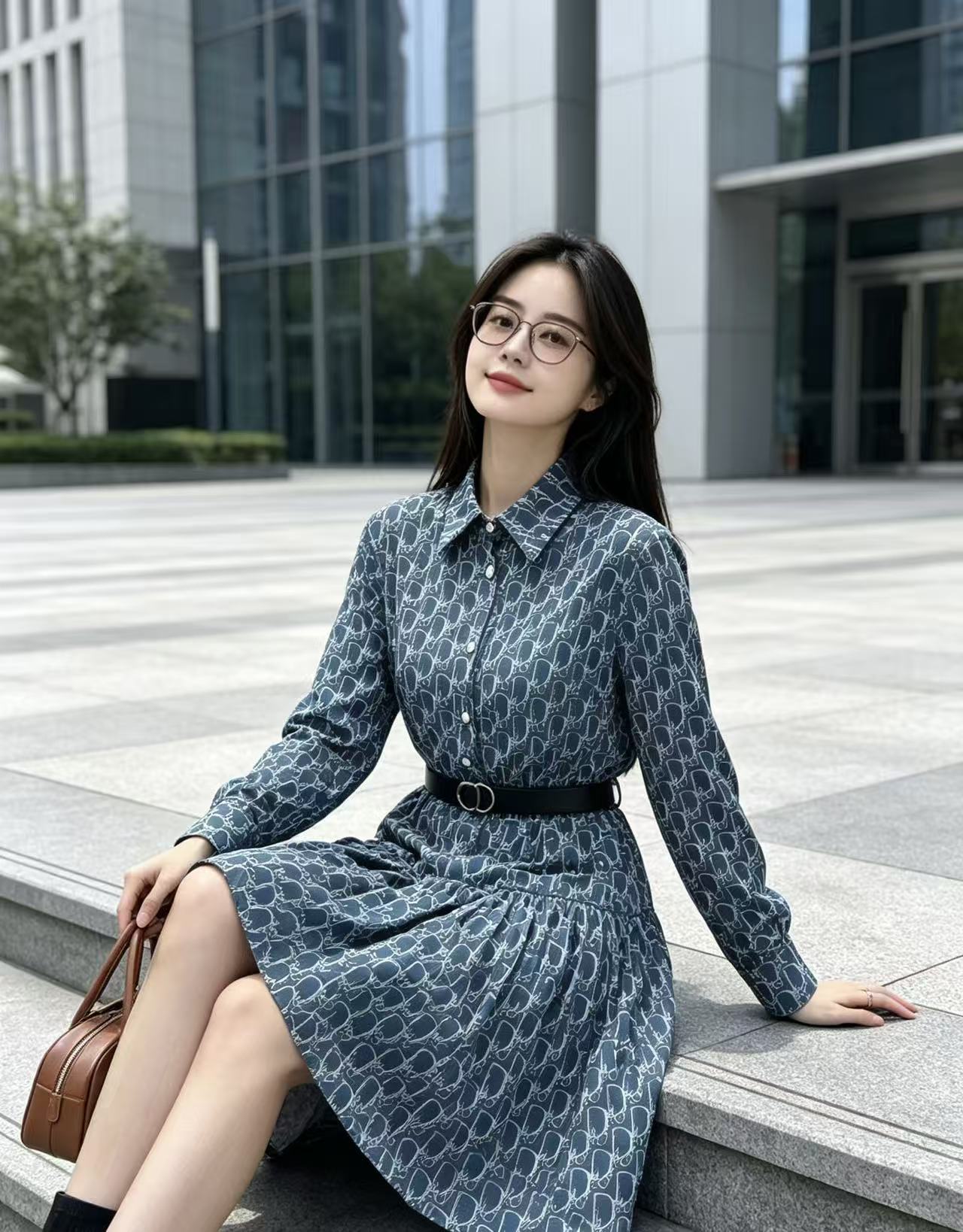 DIOR ジャカード CD 長袖ワンピース【50％割引+送料無料】