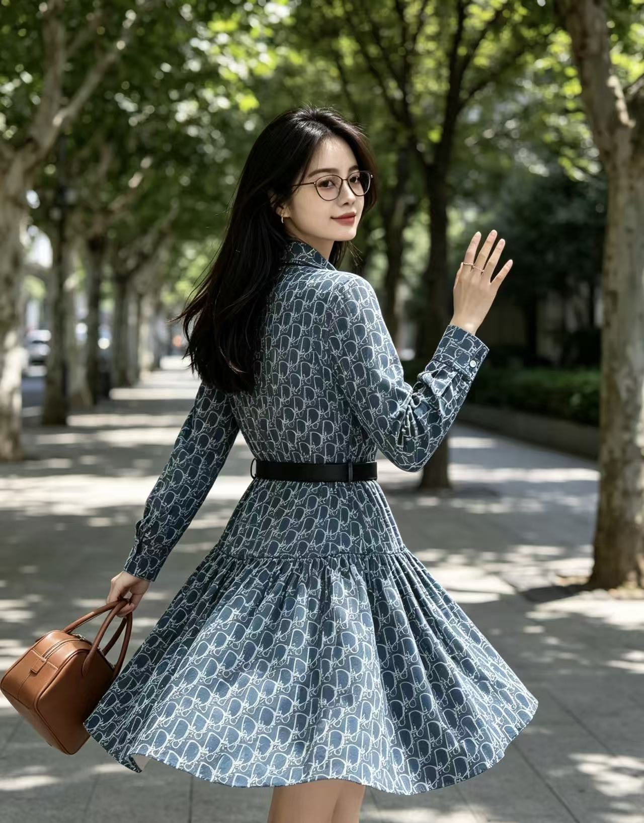 DIOR ジャカード CD 長袖ワンピース【50％割引+送料無料】