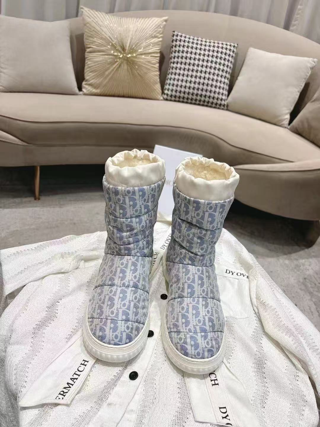 DIOR ハイクオリティ・ジャカード・ダウンショートブーツ【50％割引+送料無料】