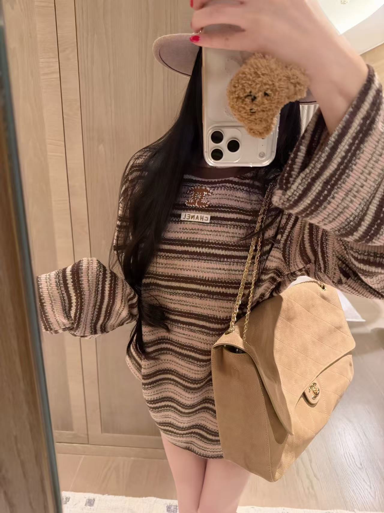 CHANE1 ダブルCストライプ長袖Tシャツ【50％割引+送料無料】