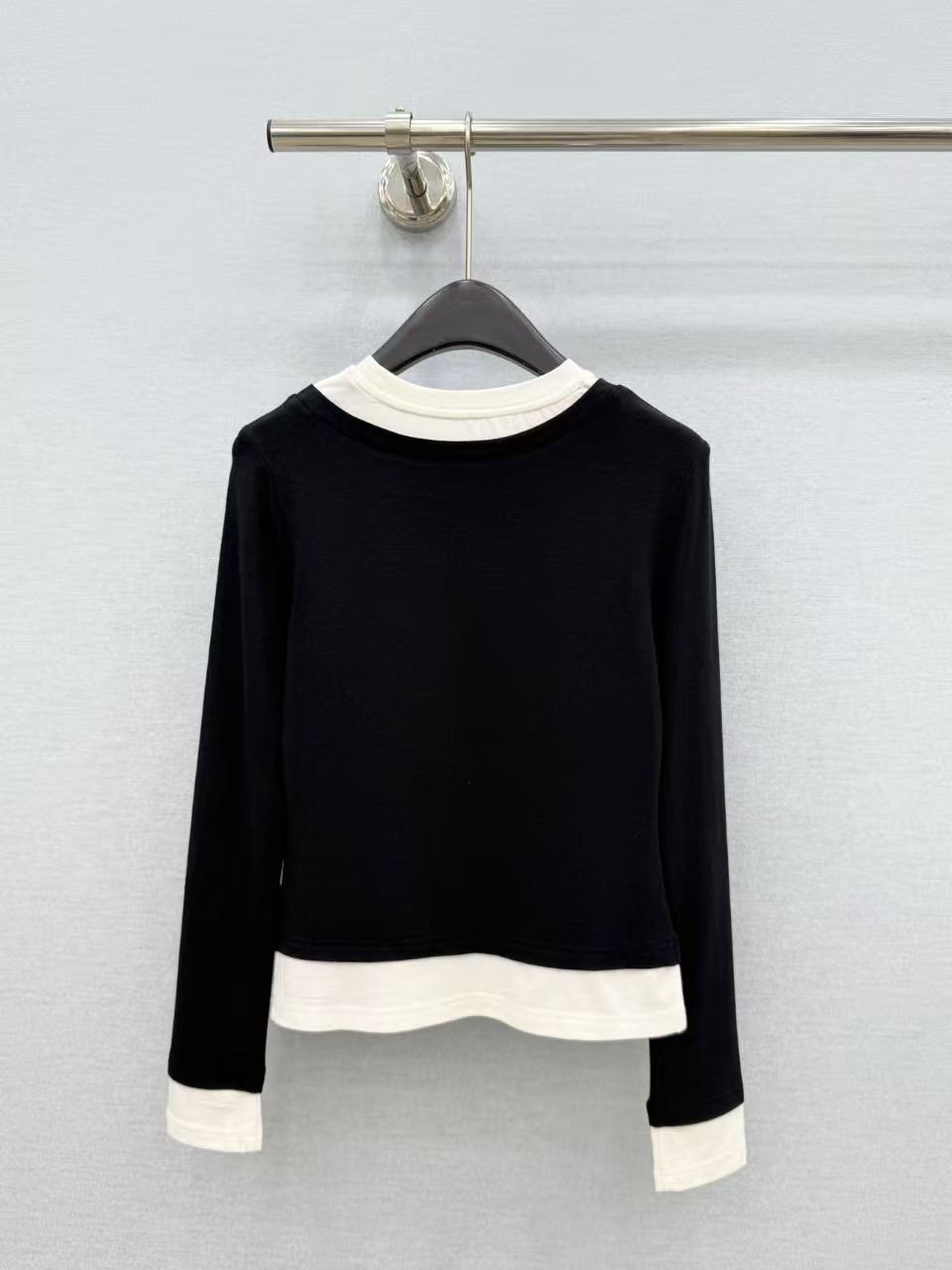 CHANE1 ダブルC カラーブロック 長袖Tシャツ【50％割引+送料無料】