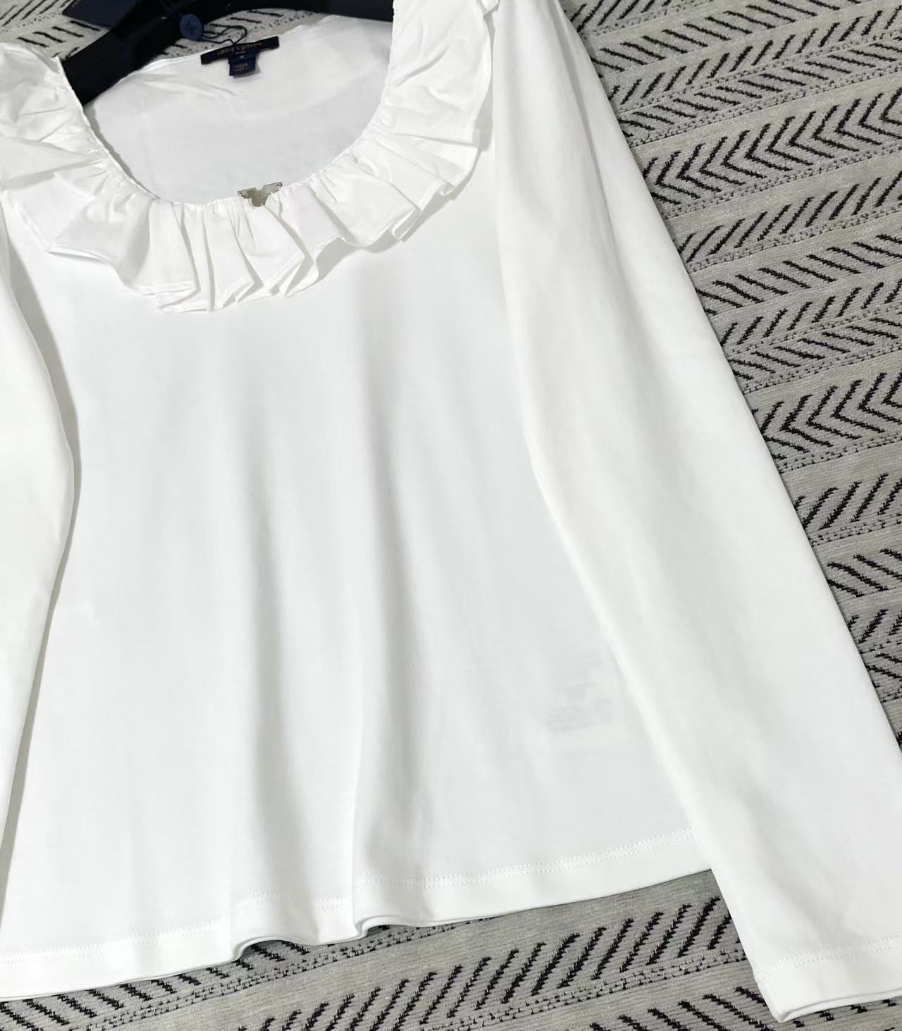 LV ラッフル付き長袖Tシャツ【50％割引+送料無料】