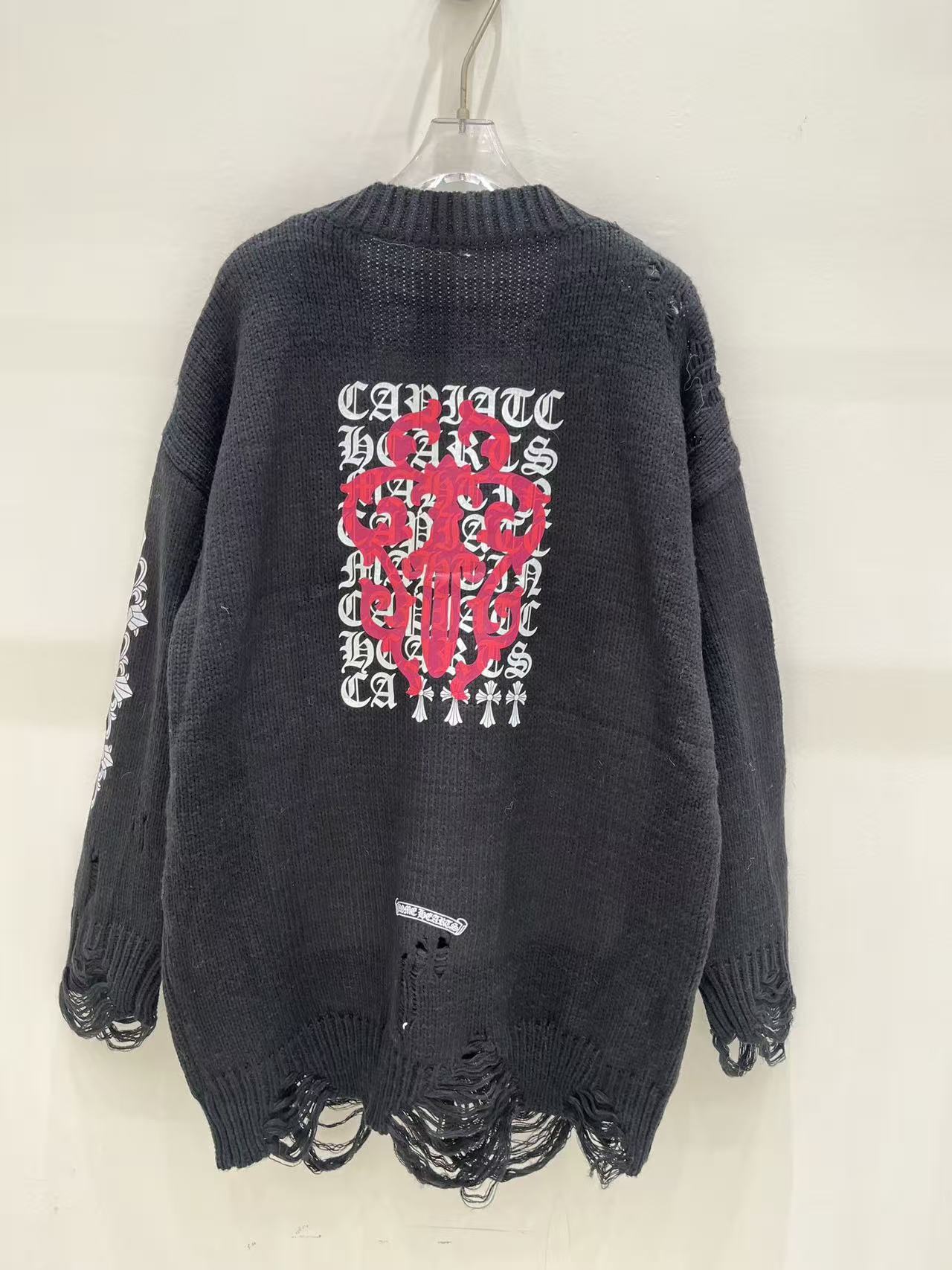Chrome Hearts サンスクリット文字 ダメージ加工 ウールカーディガン【50％割引+送料無料】