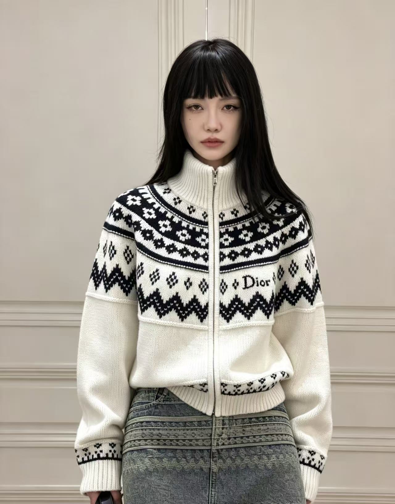 DIOR プリント入りウールカーディガン【50％割引+送料無料】
