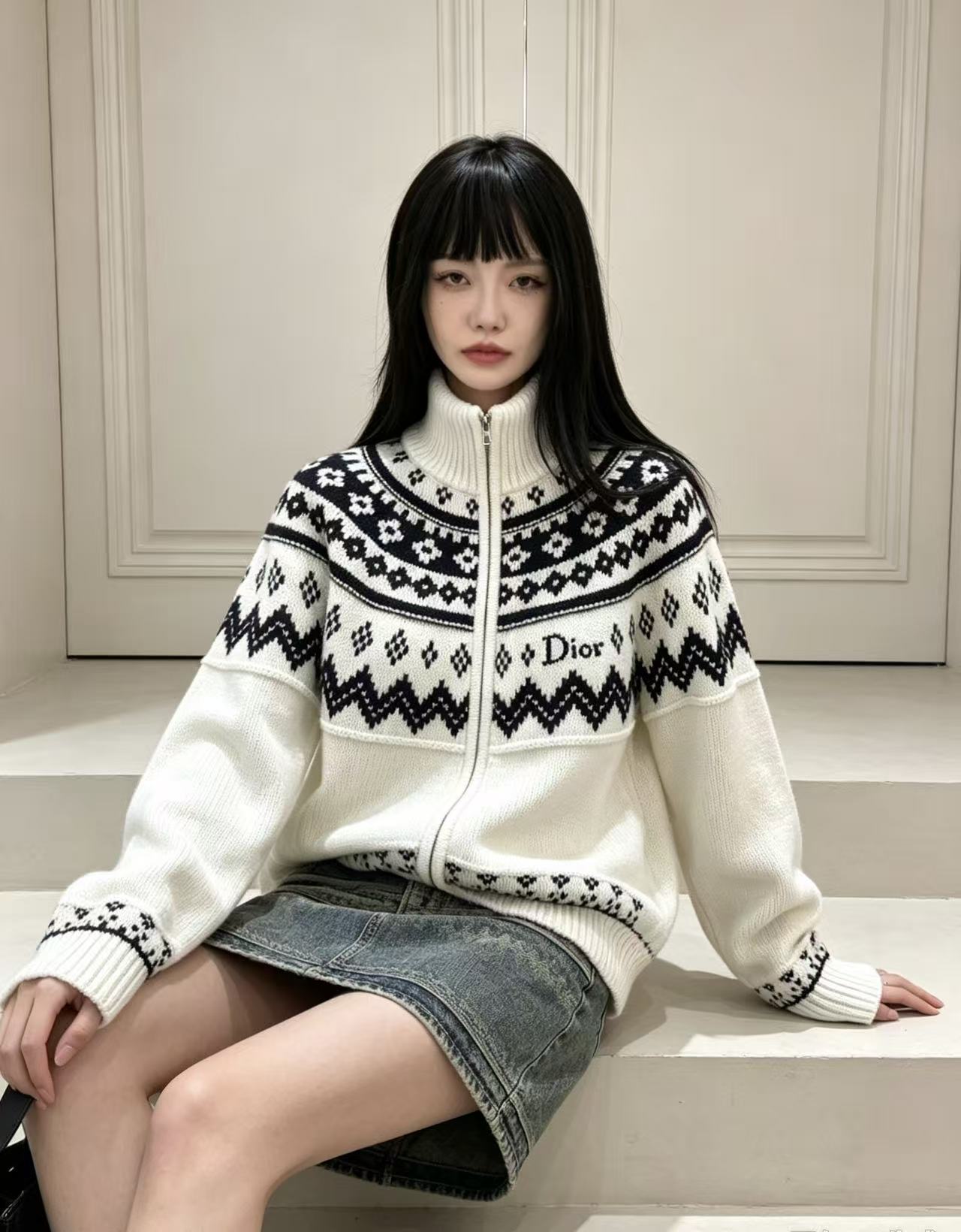 DIOR プリント入りウールカーディガン【50％割引+送料無料】