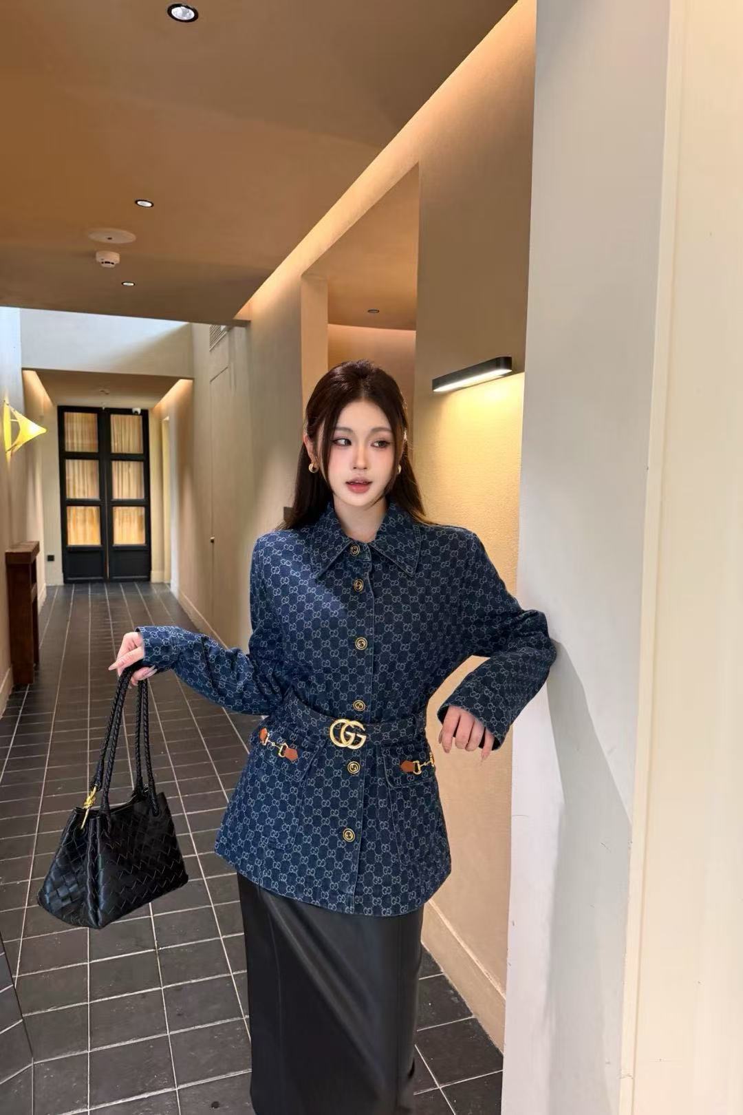 GUCCI ジャカード ロングデニムジャケット【50％割引+送料無料】