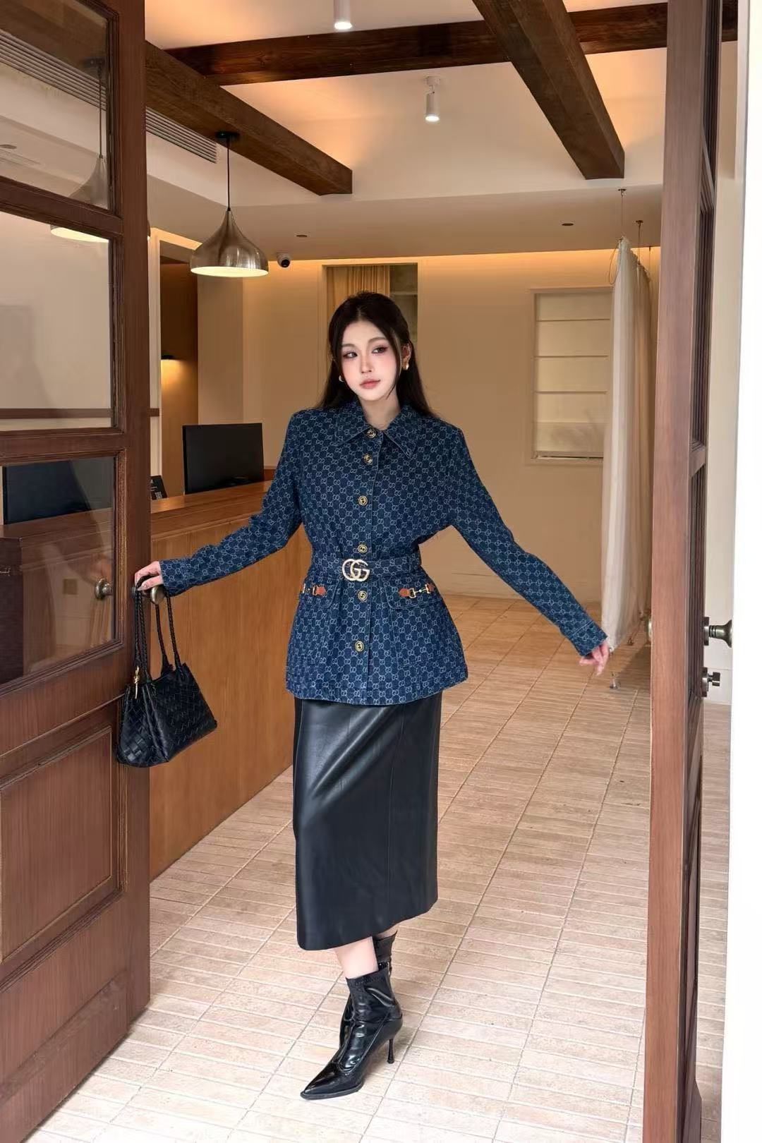 GUCCI ジャカード ロングデニムジャケット【50％割引+送料無料】