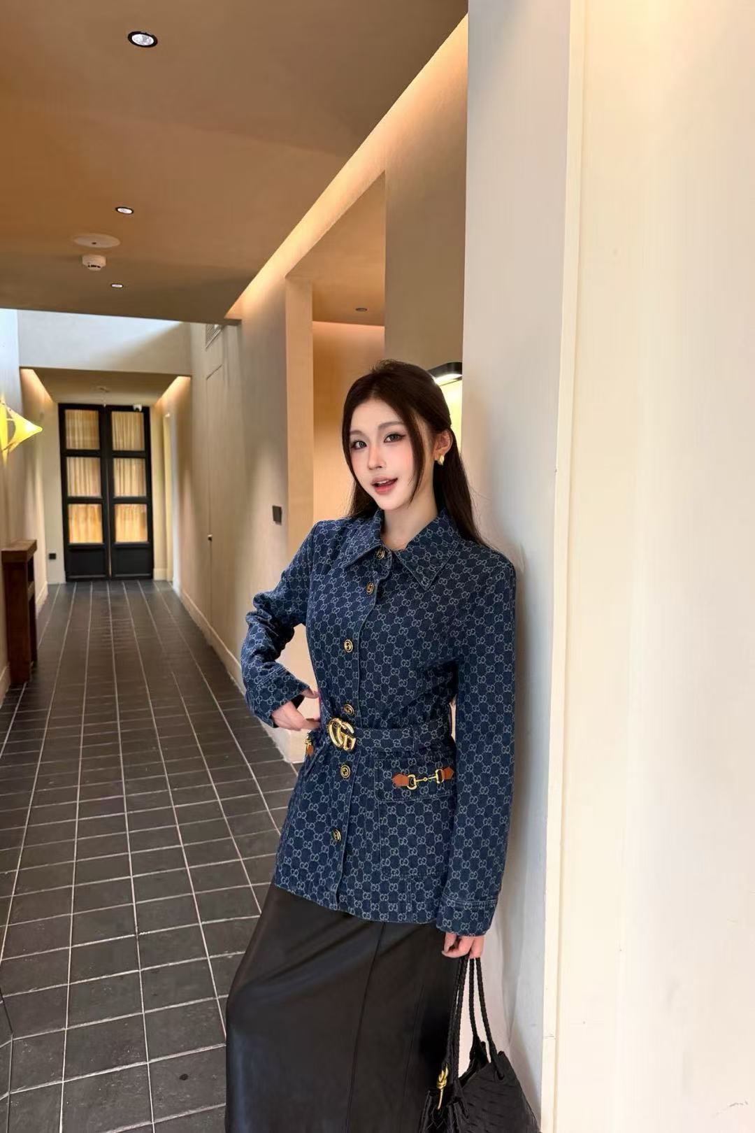 GUCCI ジャカード ロングデニムジャケット【50％割引+送料無料】