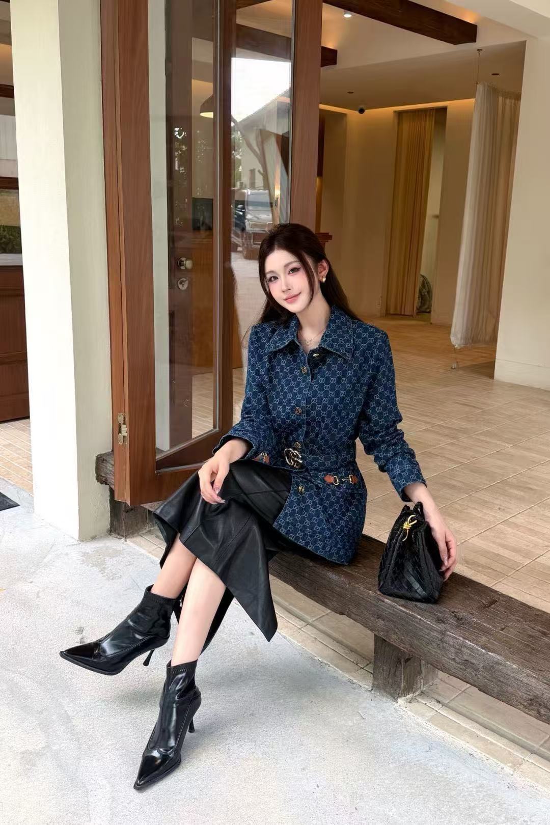 GUCCI ジャカード ロングデニムジャケット【50％割引+送料無料】